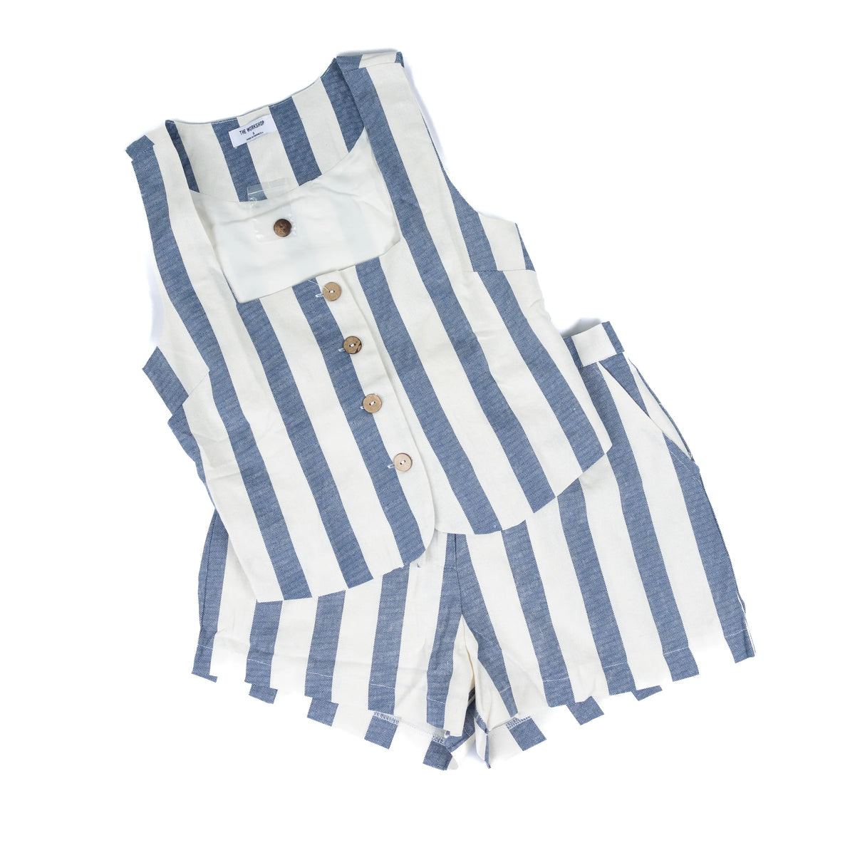 Women's Navy and White Linen Shorts TW1842-B