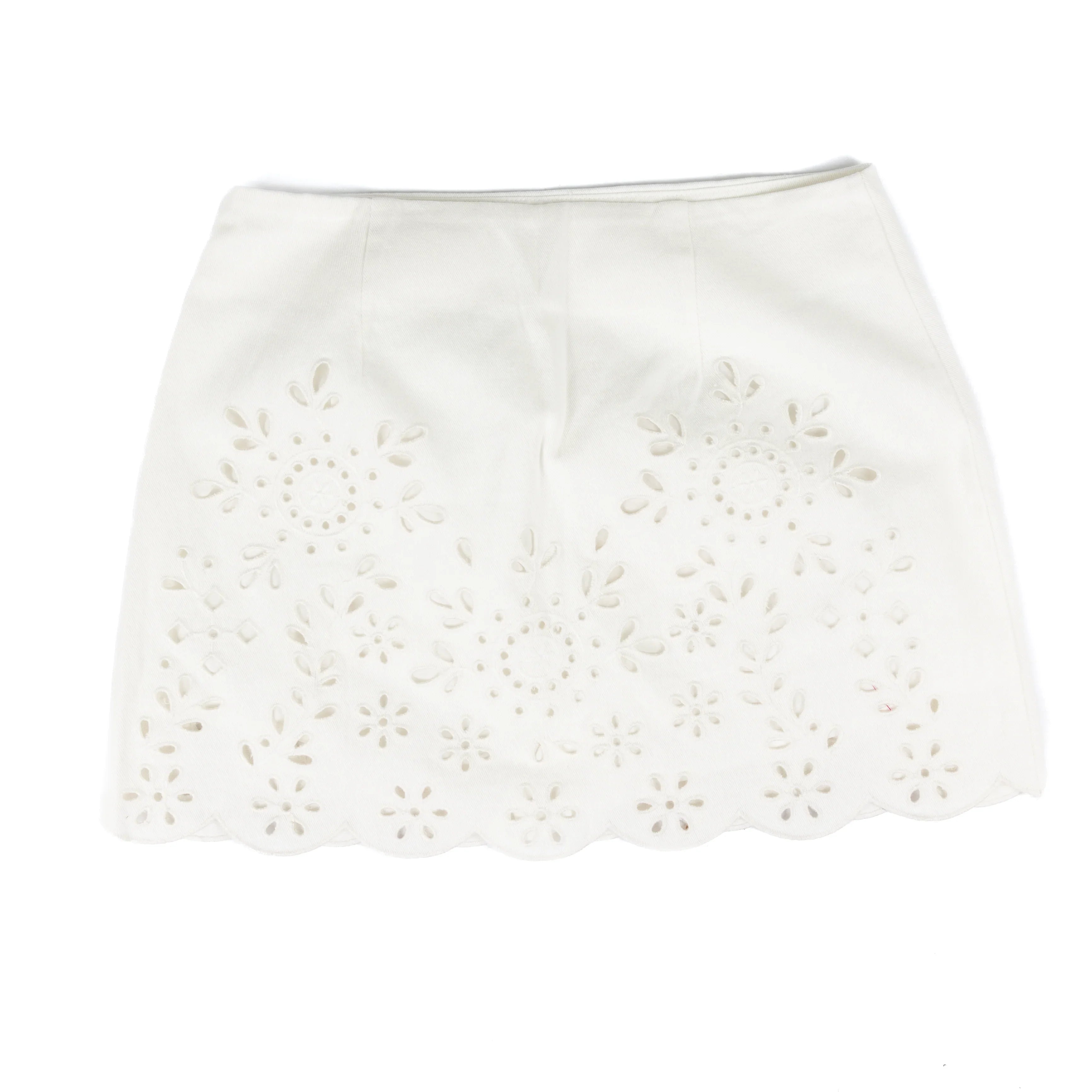 Women's Off White Embroidered Eyelet Washed Skort 71099