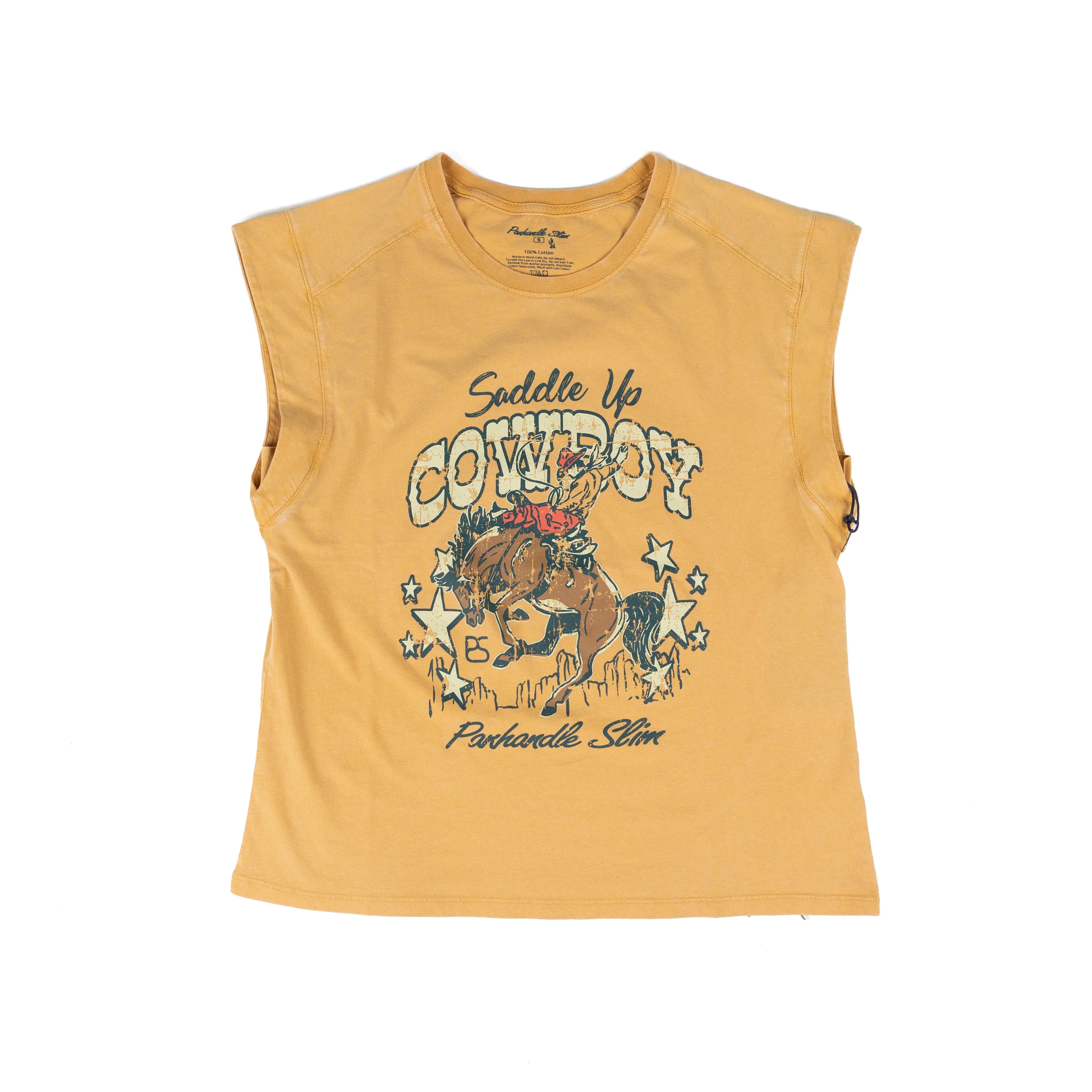 Women's Panhandle Mustard Yellow Cowboy Graphic T-shirt LW21T09048