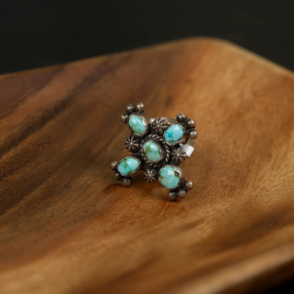 Women's Paul Livingston Turquoise Cross Ring