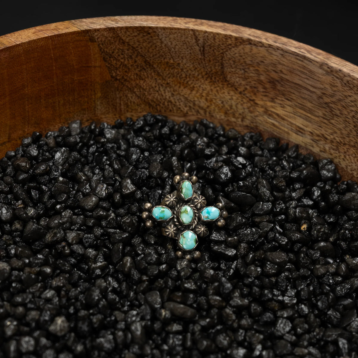 Women's Paul Livingston Turquoise Cross Ring