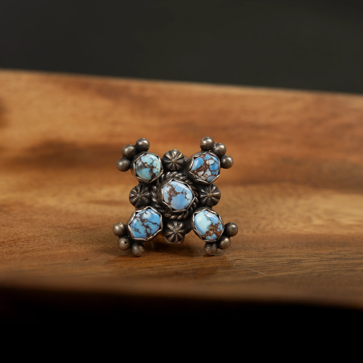 Women's Paul Livingston Turquoise Cross Ring