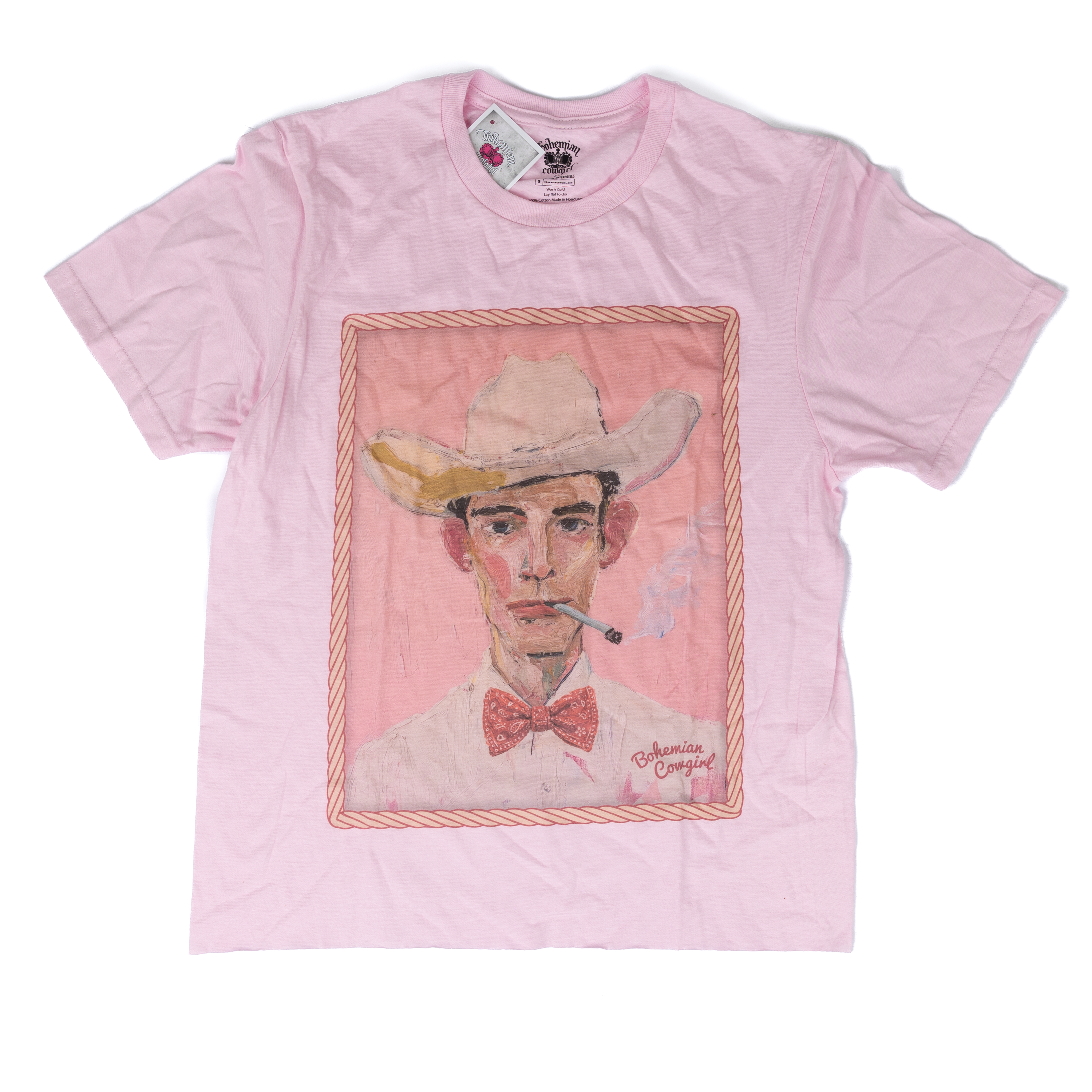 Women's Pink Short Sleeve Light Pink Cowboy Dudley T-shirt
