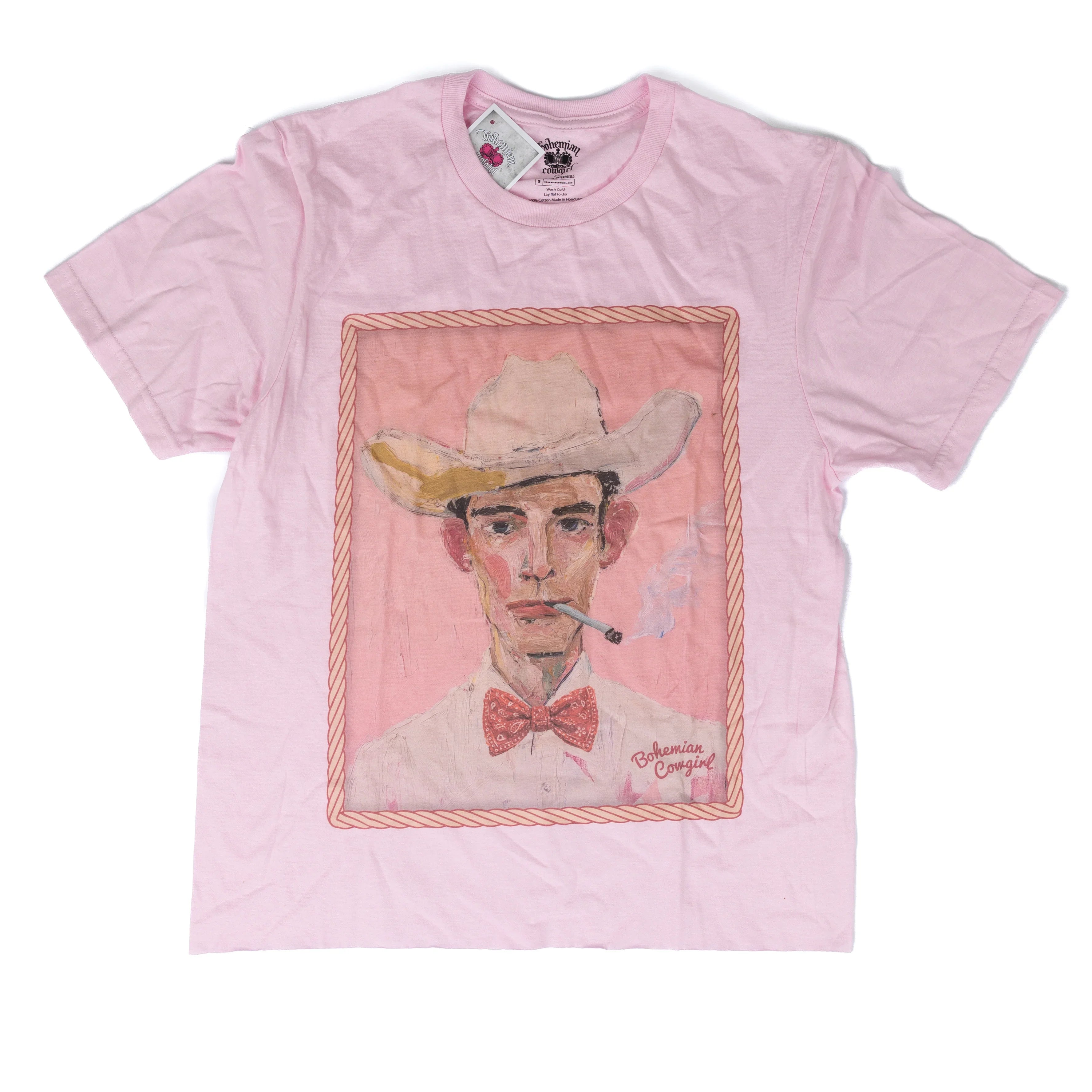 Women's Pink Short Sleeve Light Pink Cowboy Dudley T-shirt