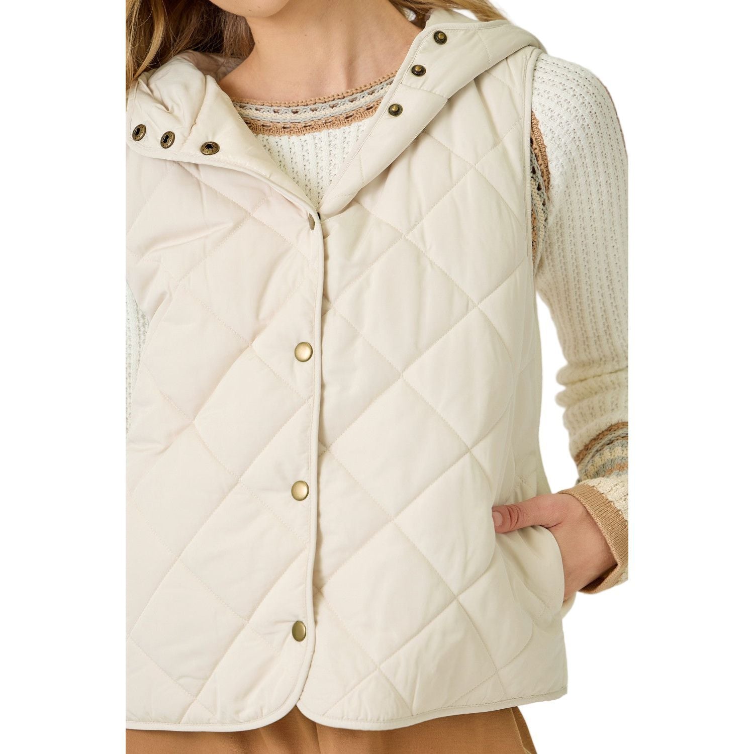Women's Quilted Puffer Hoodie Vest 61144
