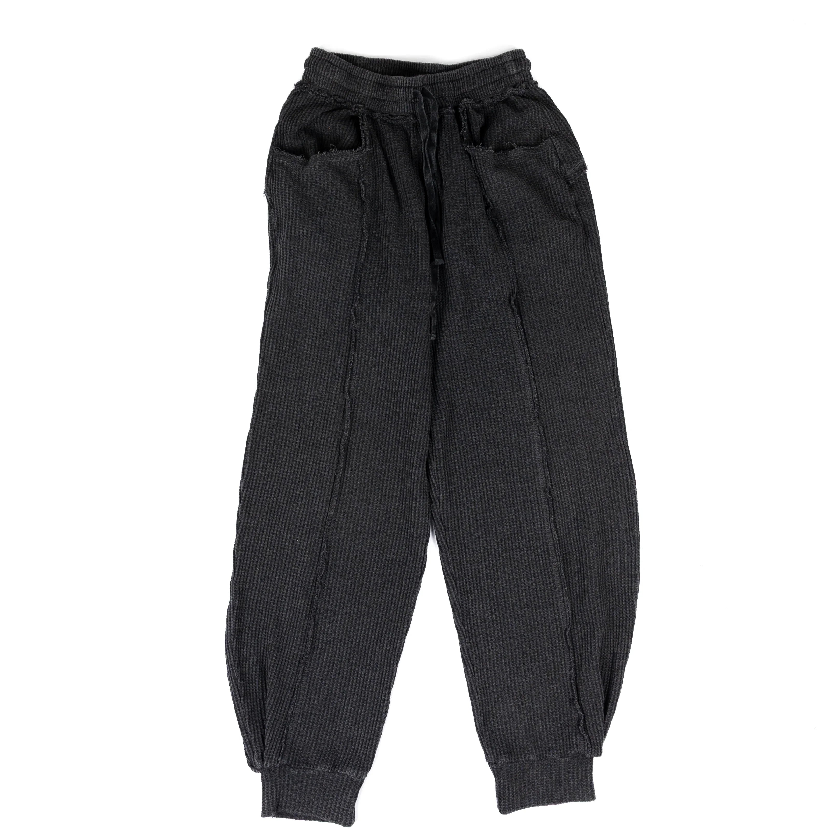 Women's Rae Mode Gray Waffle Knit Joggers P6419