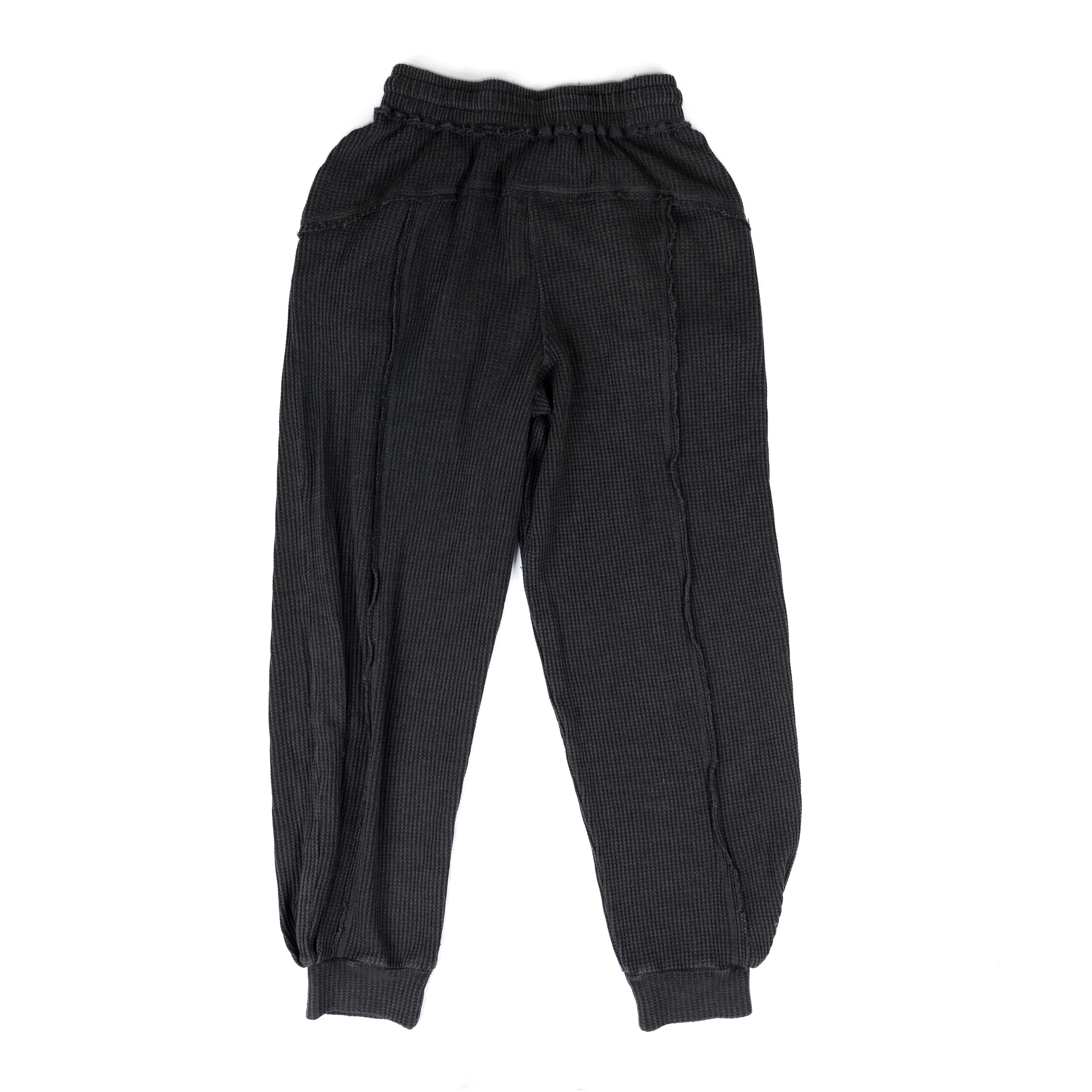 Women's Rae Mode Gray Waffle Knit Joggers P6419