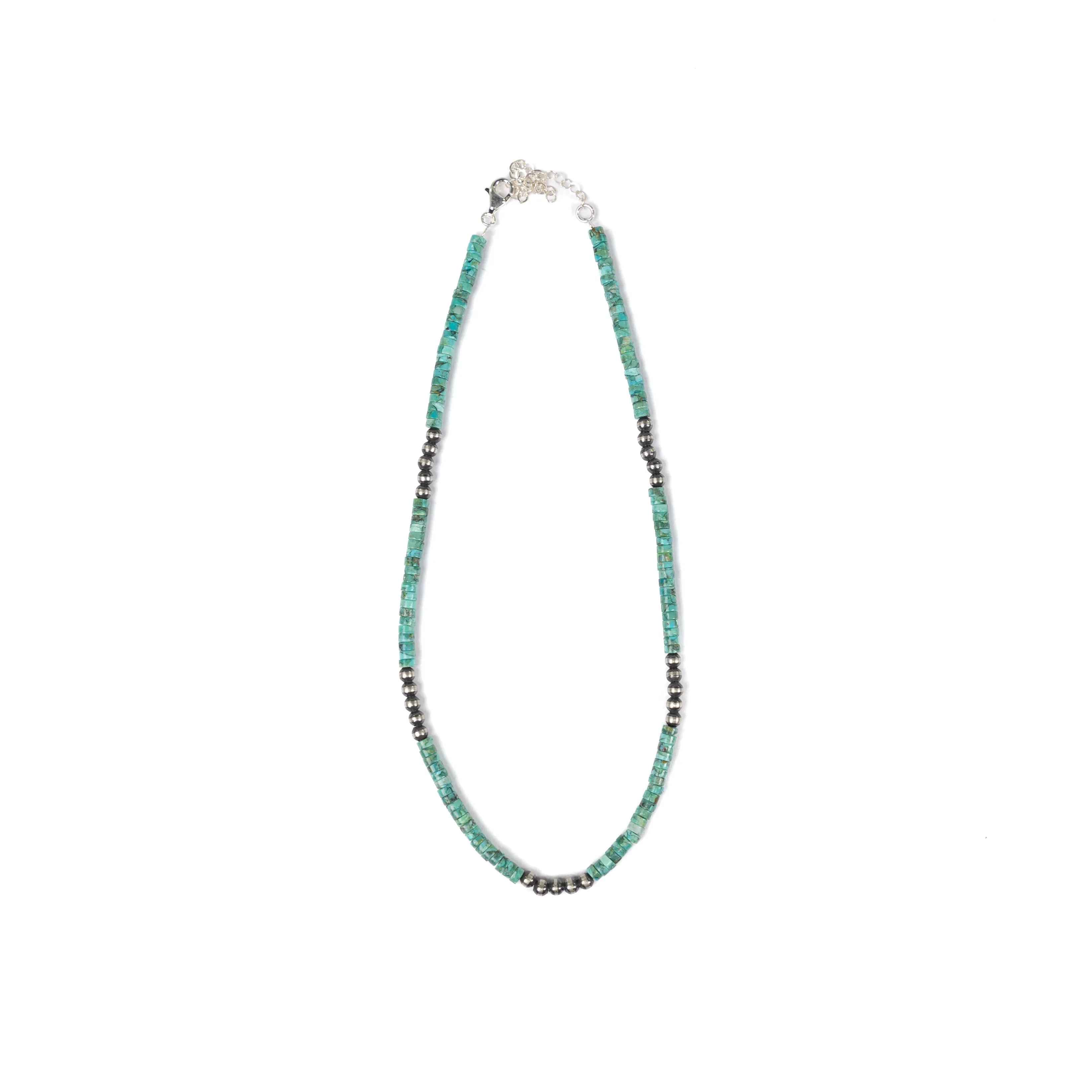 Women's Rhoda Handmade Navajo Pearl and Turquoise Flat Chip Necklace