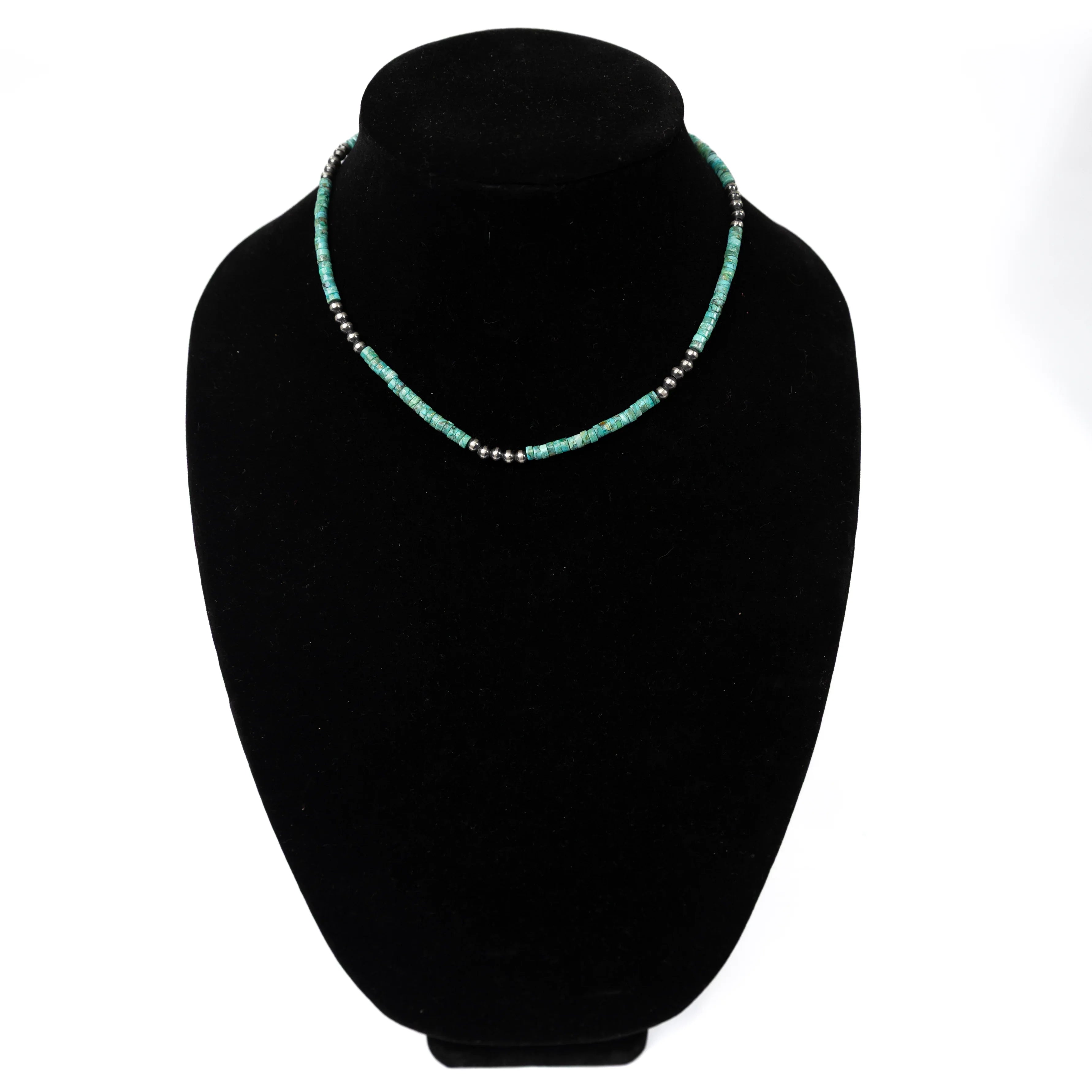 Women's Rhoda Handmade Navajo Pearl and Turquoise Flat Chip Necklace