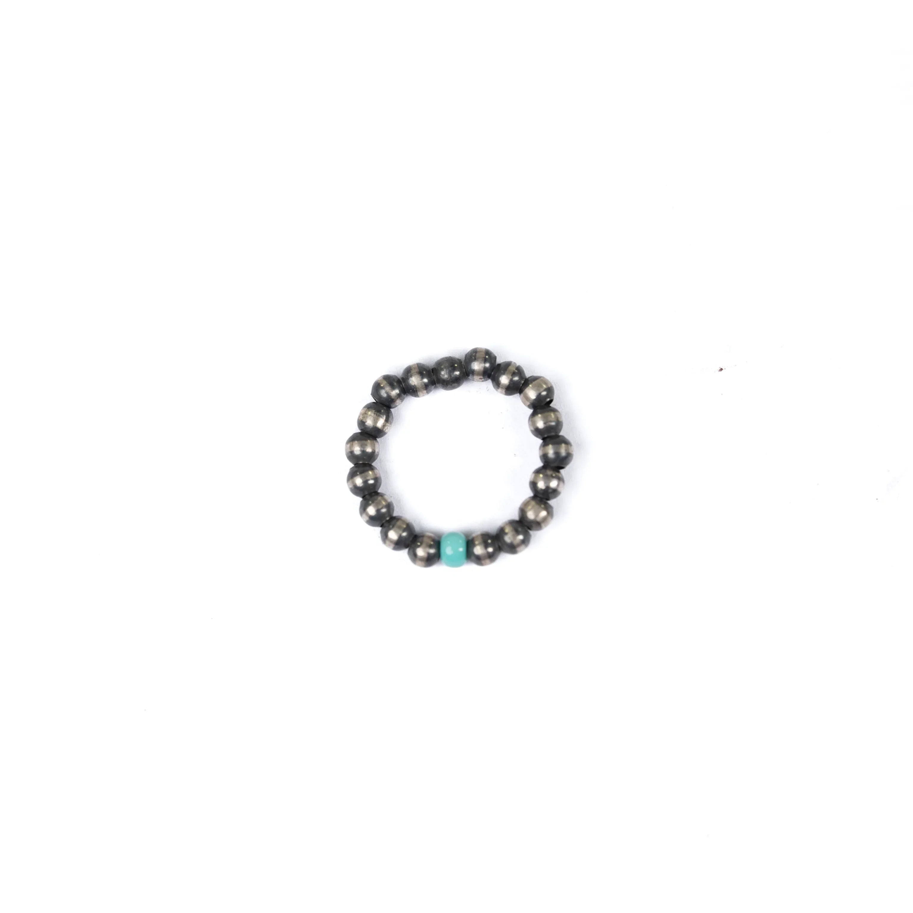 Women's Rhoda Handmade Navajo Pearl and Turquoise Stretch Ring