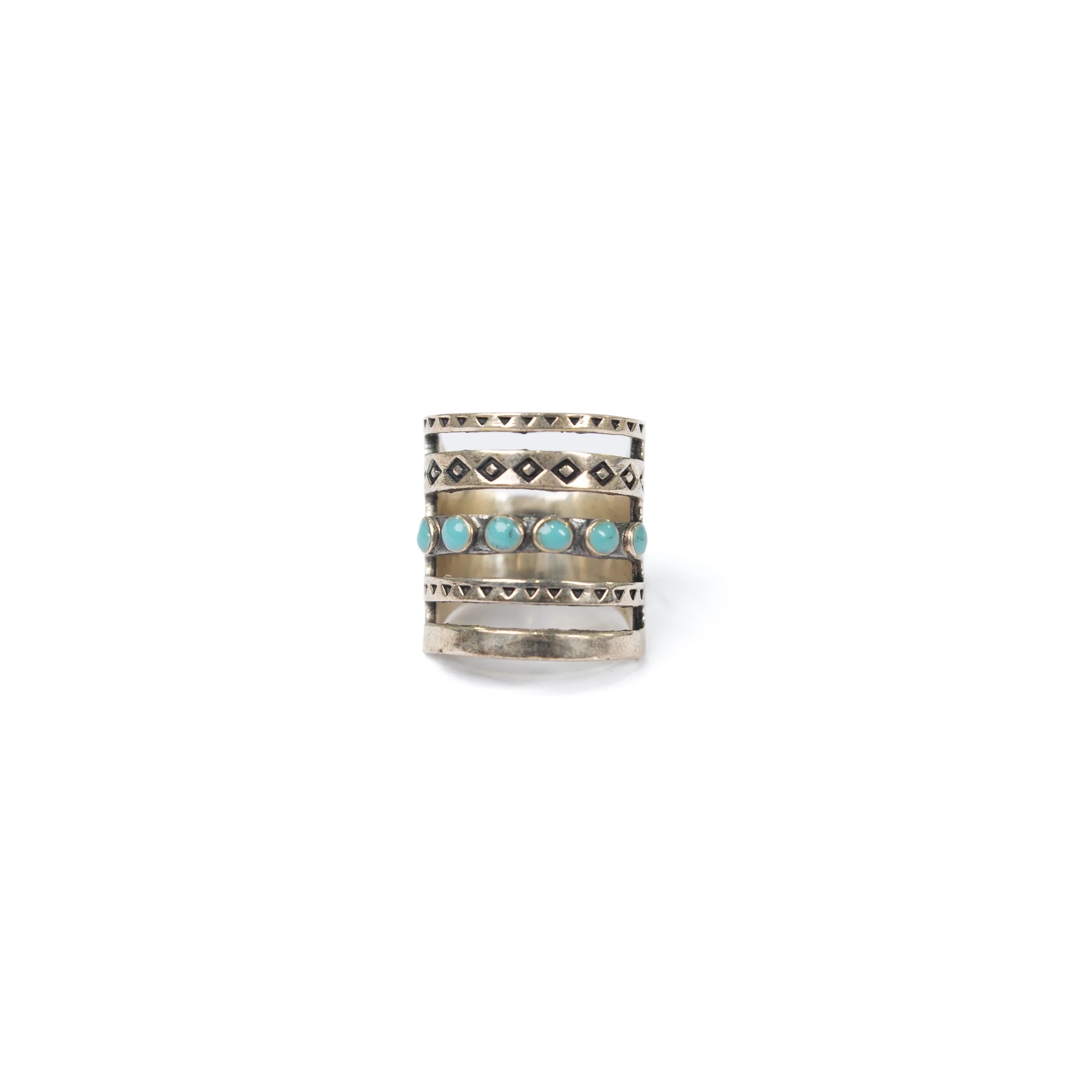 Women's Rhoda Handmade Silver Multi Line Stacker Ring