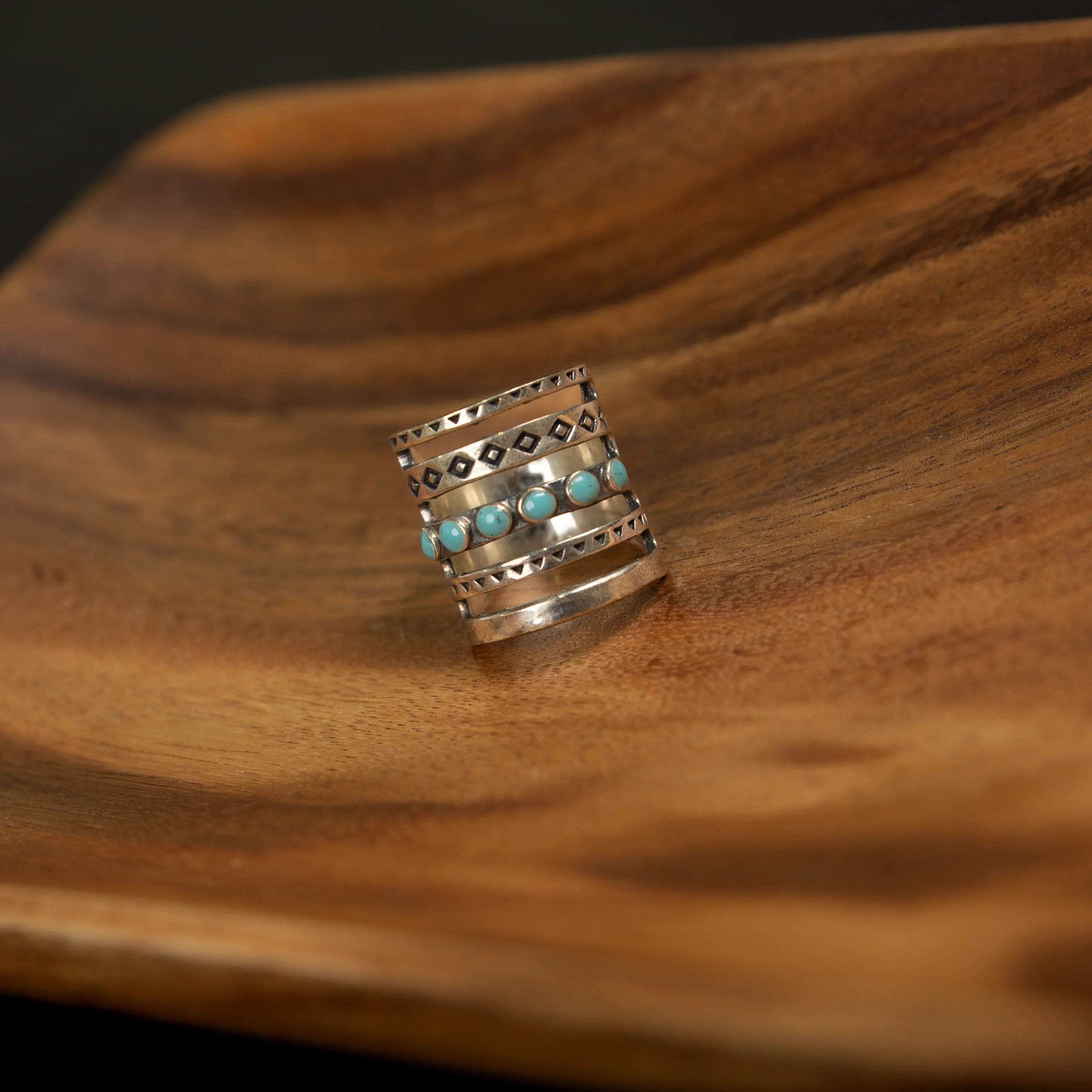 Women's Rhoda Handmade Silver Multi Line Stacker Ring