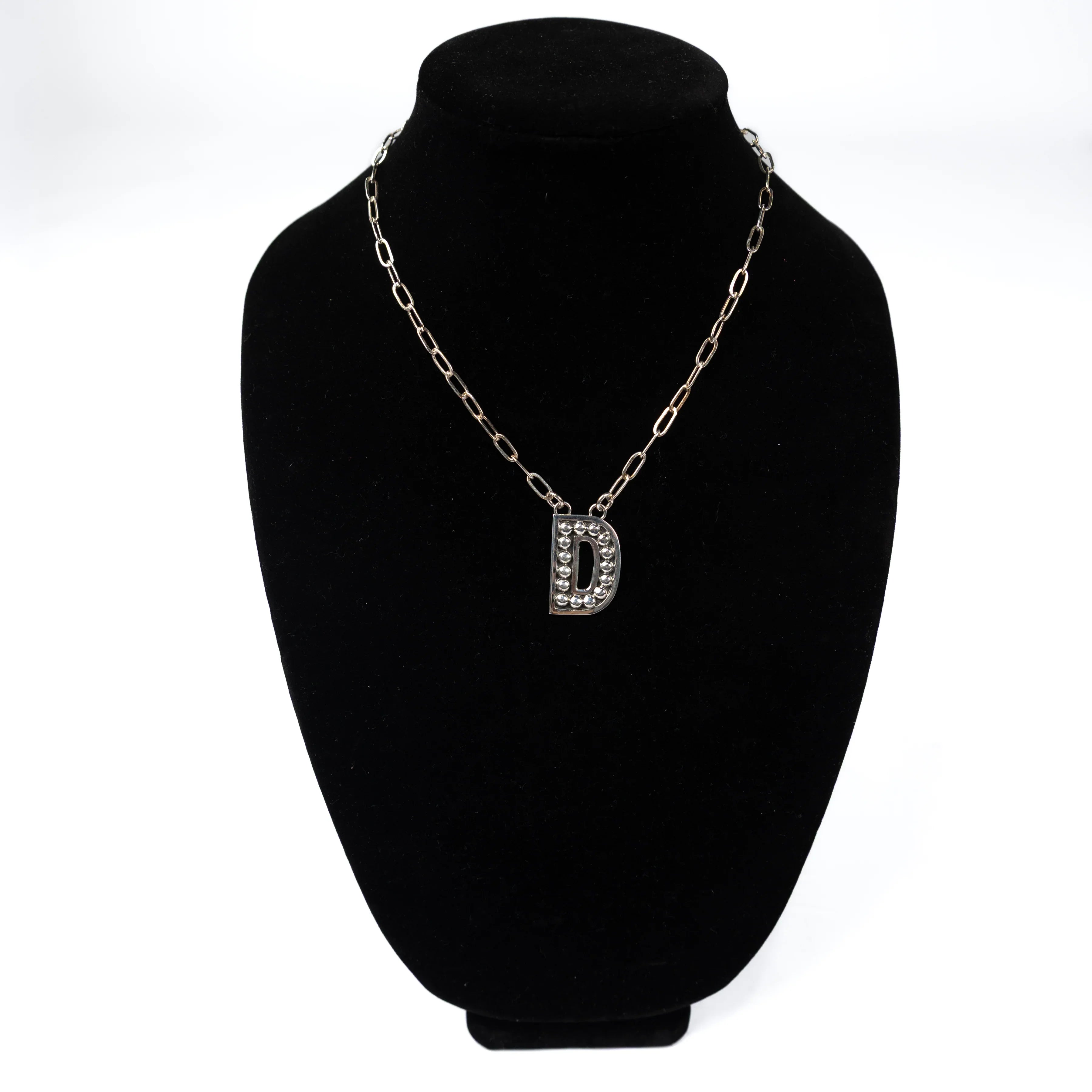 Women's Rhoda Silver Oxidized Ball Letter Necklace T3210