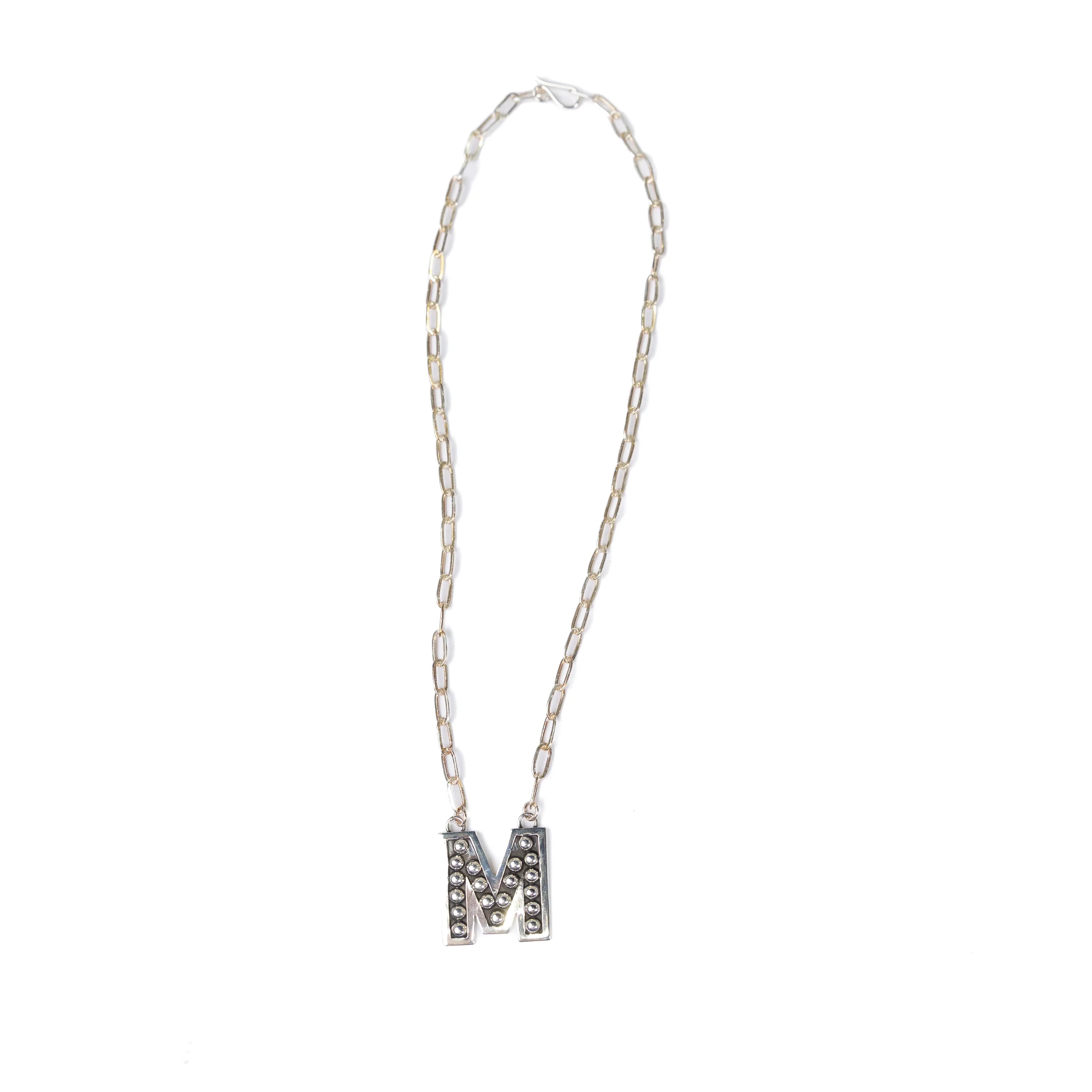 Women's Rhoda Silver Oxidized Ball Letter Necklace T3210