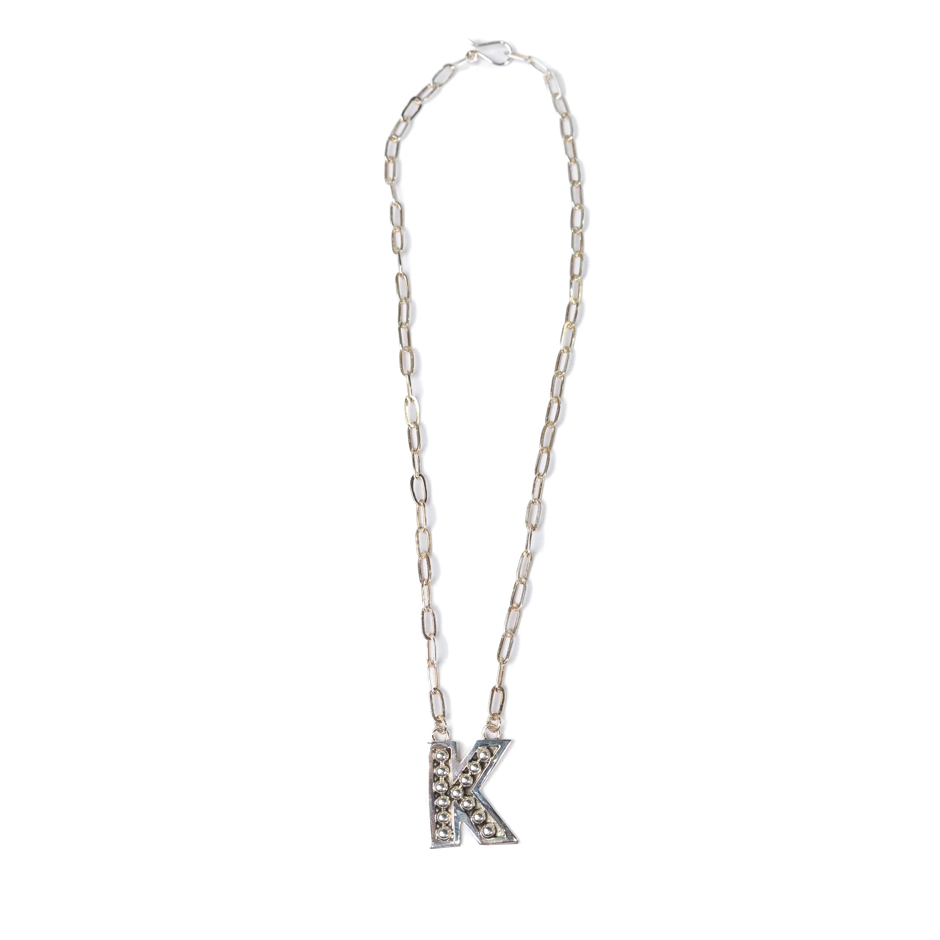Women's Rhoda Silver Oxidized Ball Letter Necklace T3210