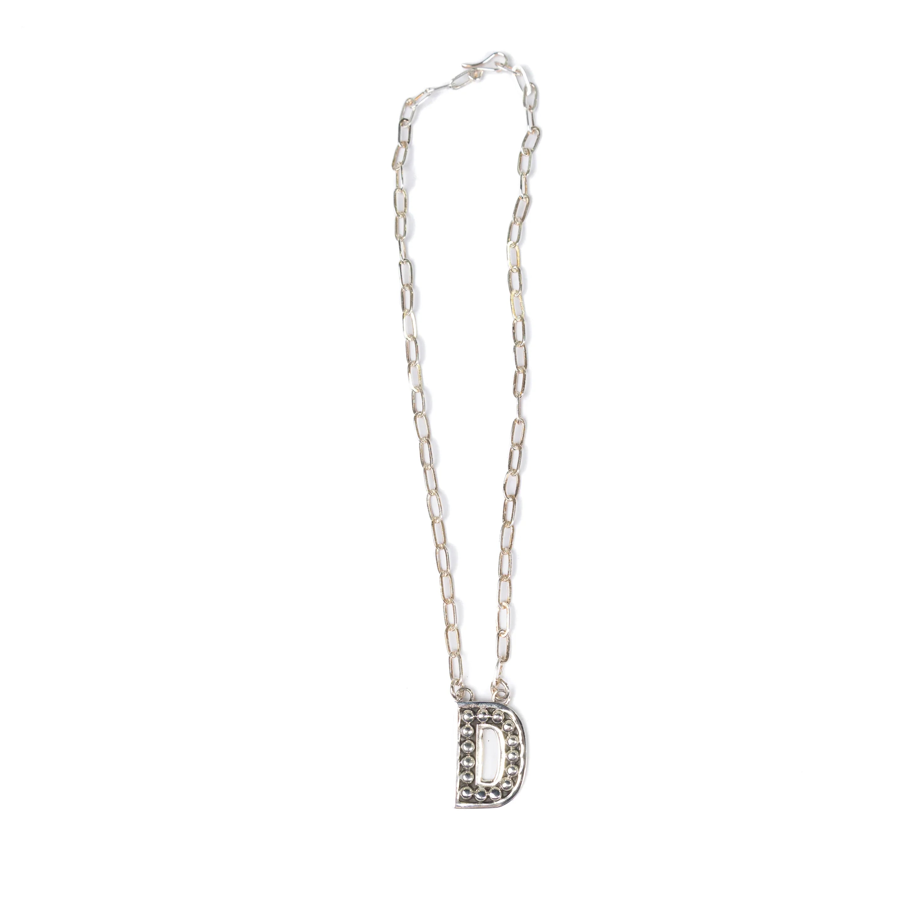 Women's Rhoda Silver Oxidized Ball Letter Necklace T3210