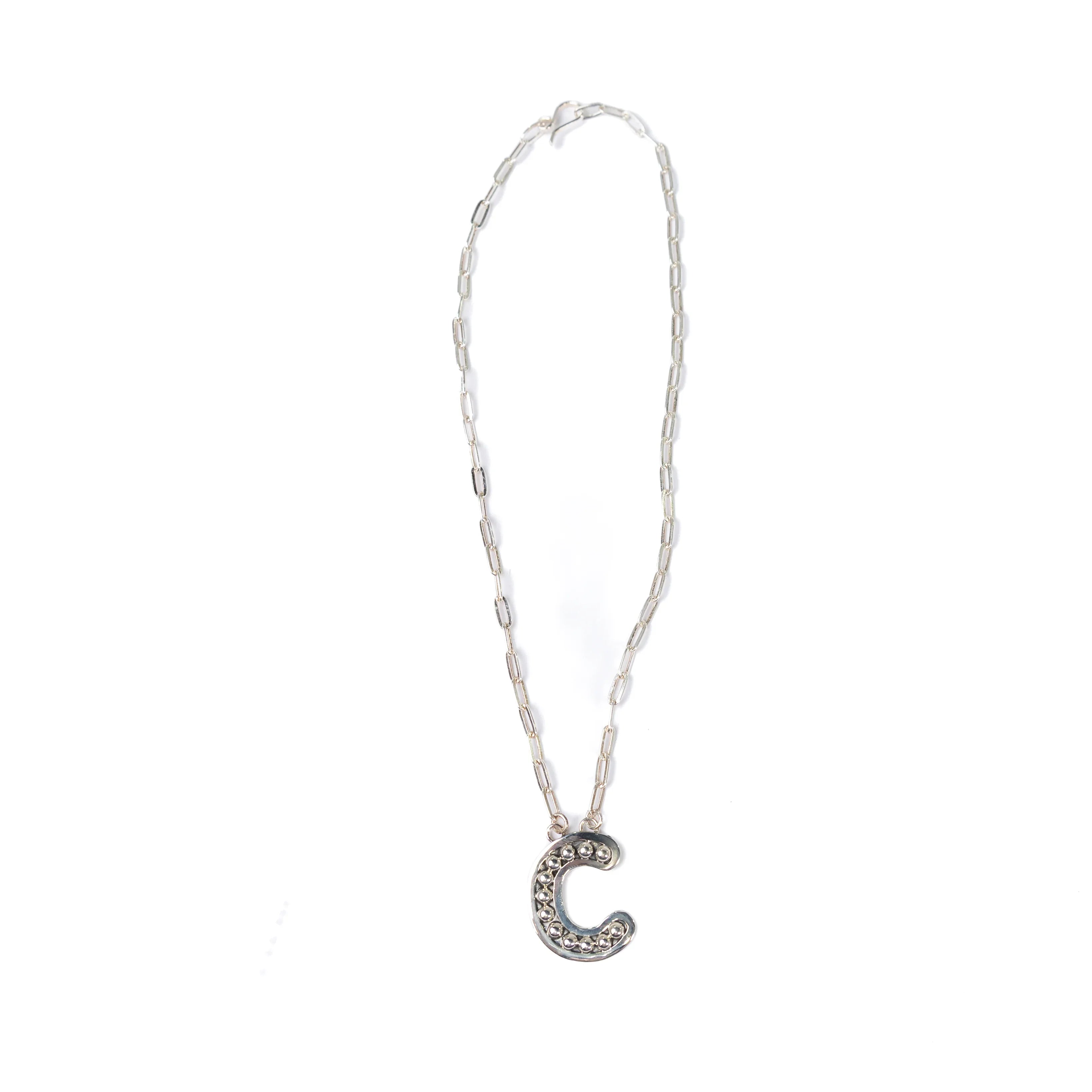 Women's Rhoda Silver Oxidized Ball Letter Necklace T3210