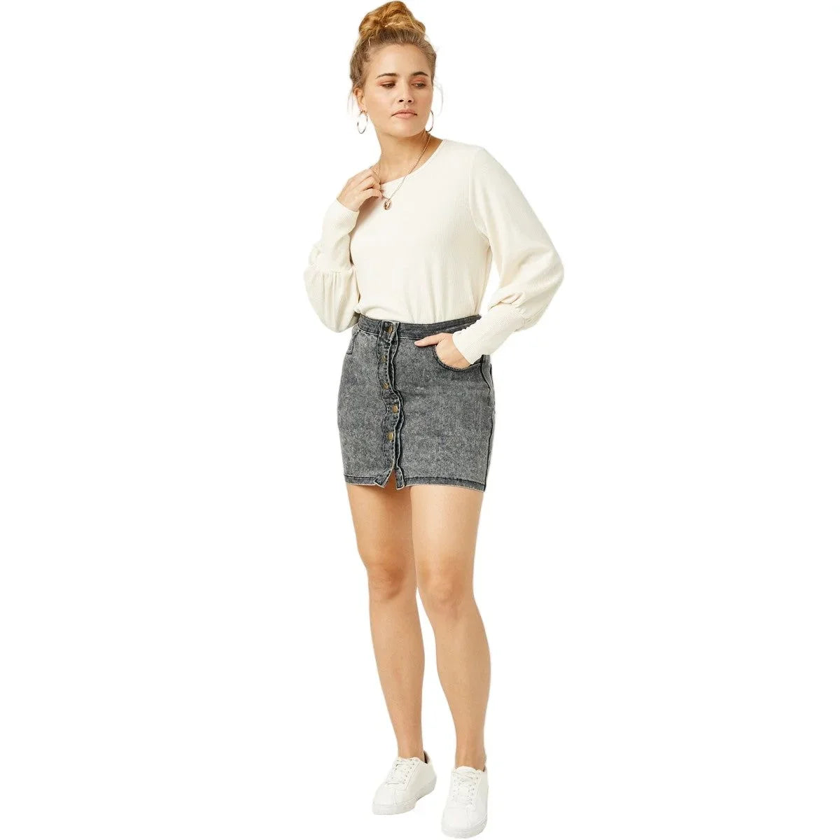 Women's Rib Cuff Knit Top HN4155