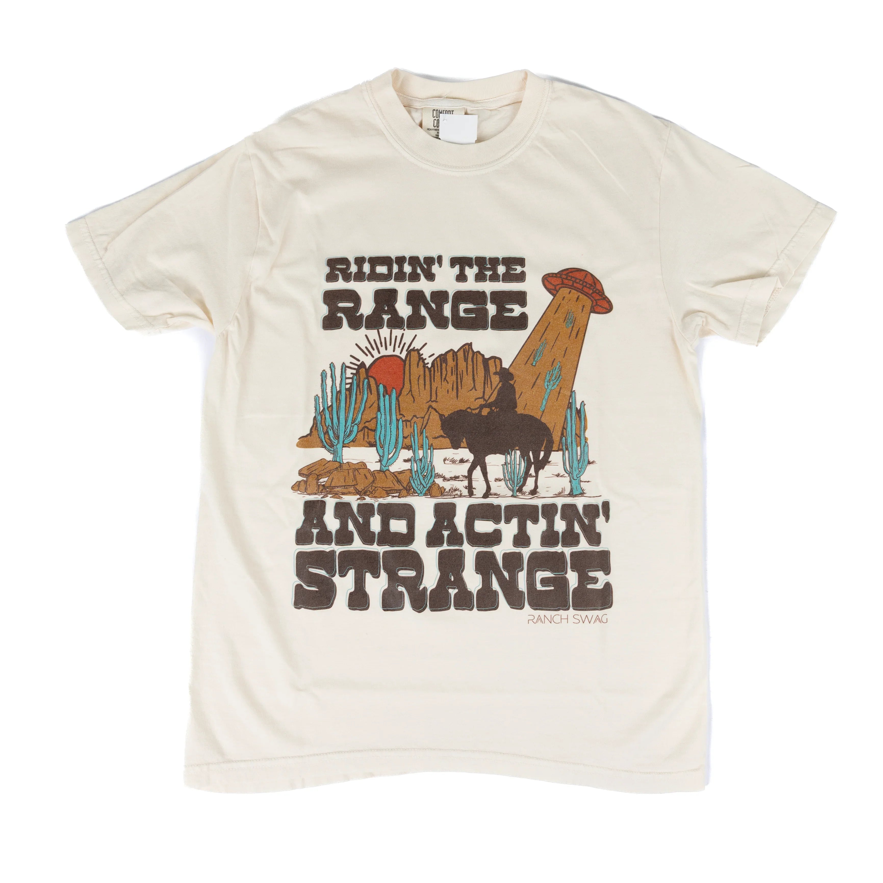 Women's "Ridin' the Range and Actin' Strange" Cream Short Sleeve T-shirt