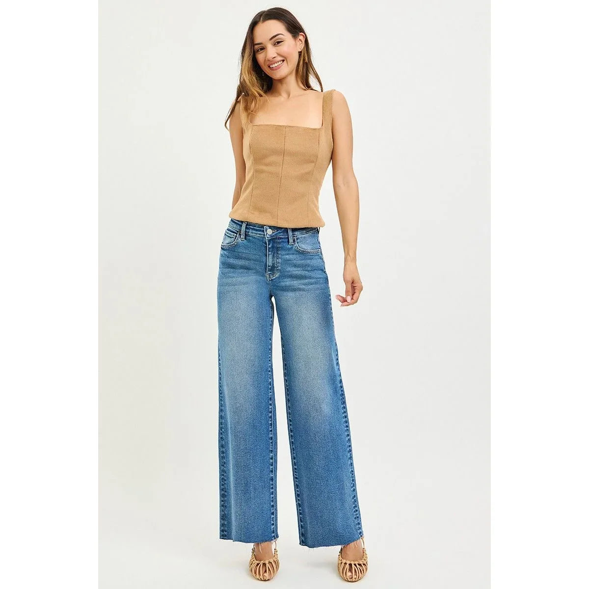 Women's Risen Plus Size High Rise Wide Leg Jeans PW21600X
