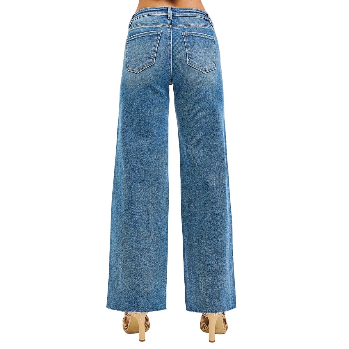 Women's Risen Plus Size High Rise Wide Leg Jeans PW21600X