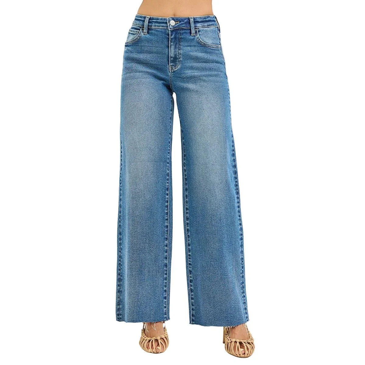 Women's Risen Plus Size High Rise Wide Leg Jeans PW21600X
