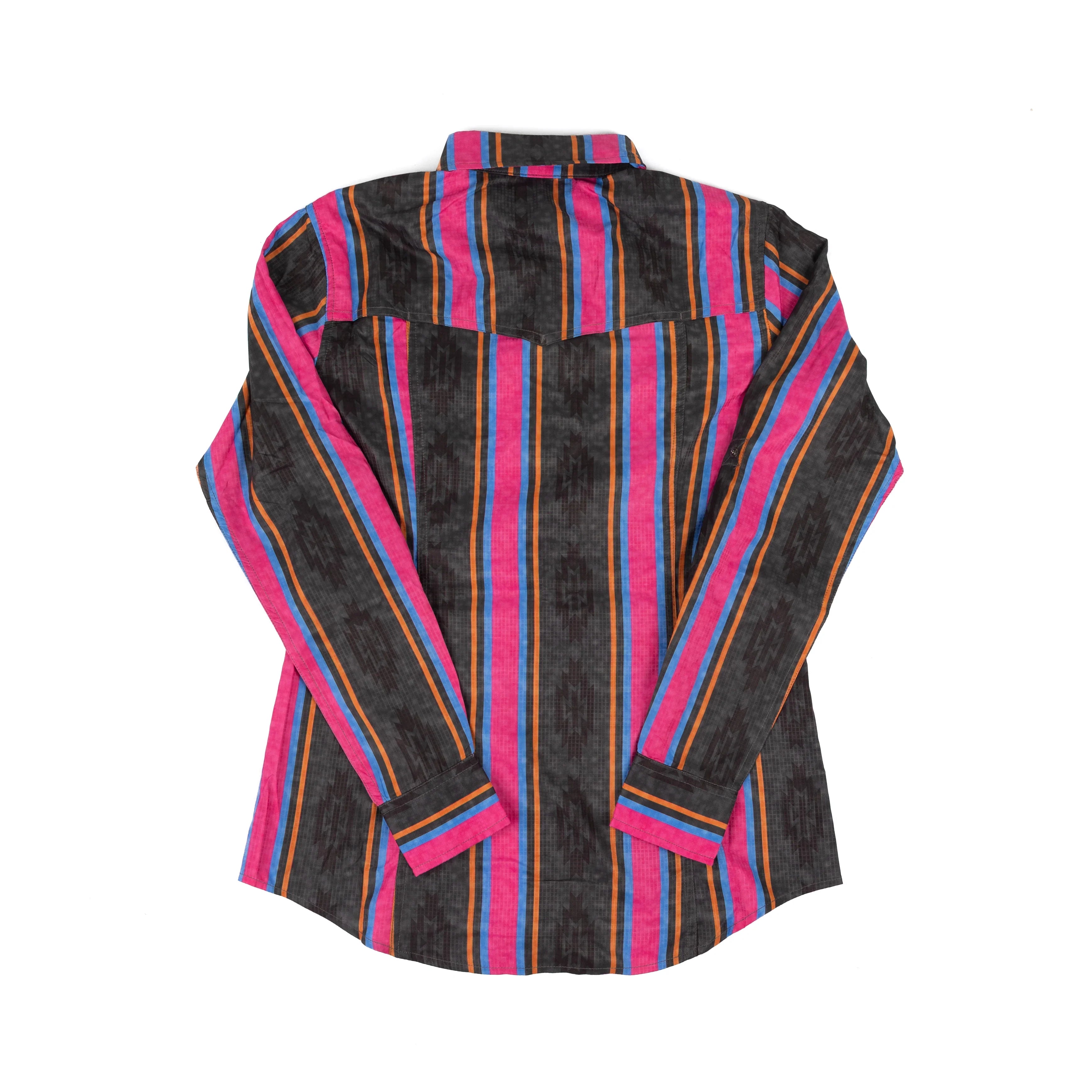 Women's Rock and Roll Aztec Striped Tek Western Long Sleeve Snap Shirt BWN2S08684