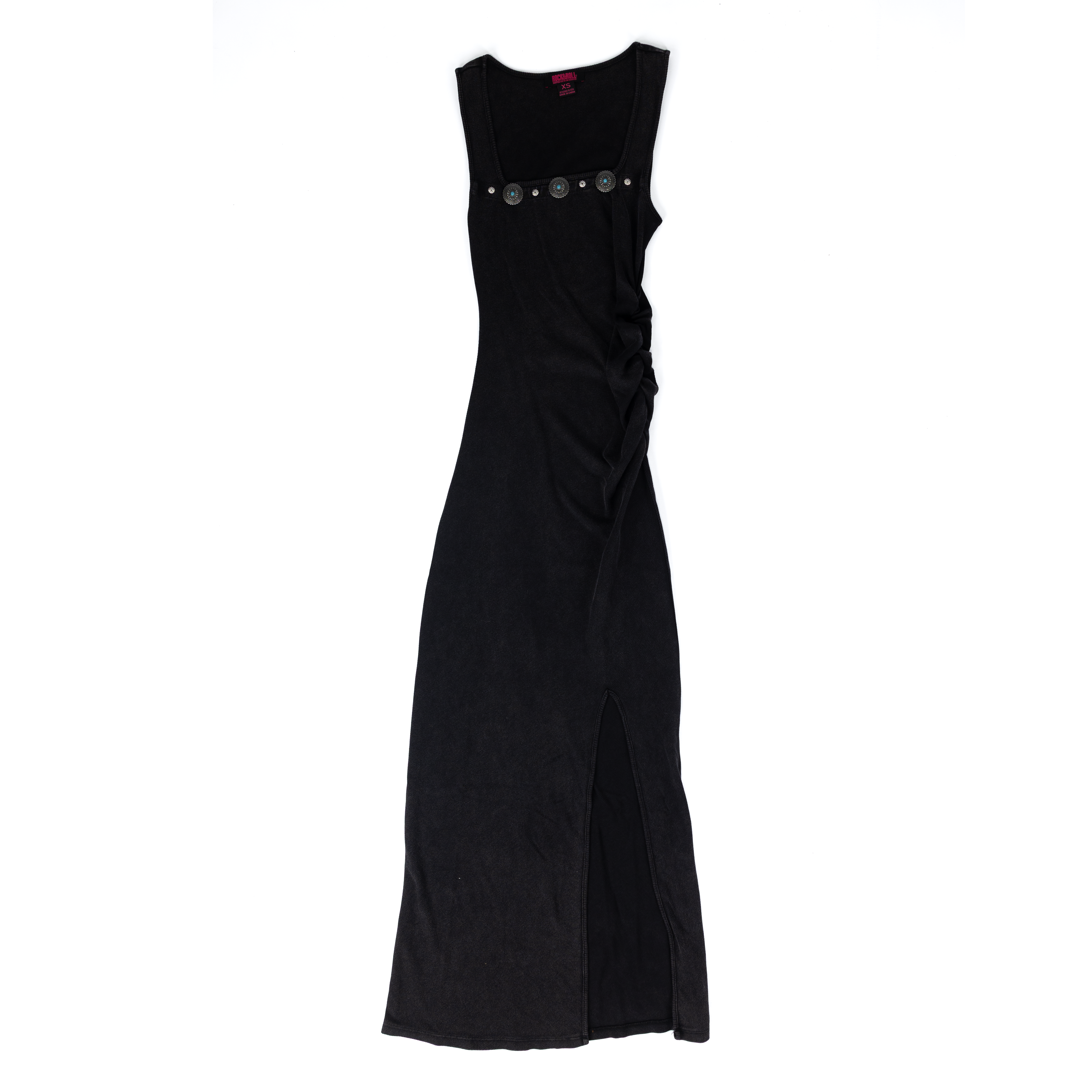 Women's Rock and Roll Black Ruched Side Midi Dress BWD0R08804