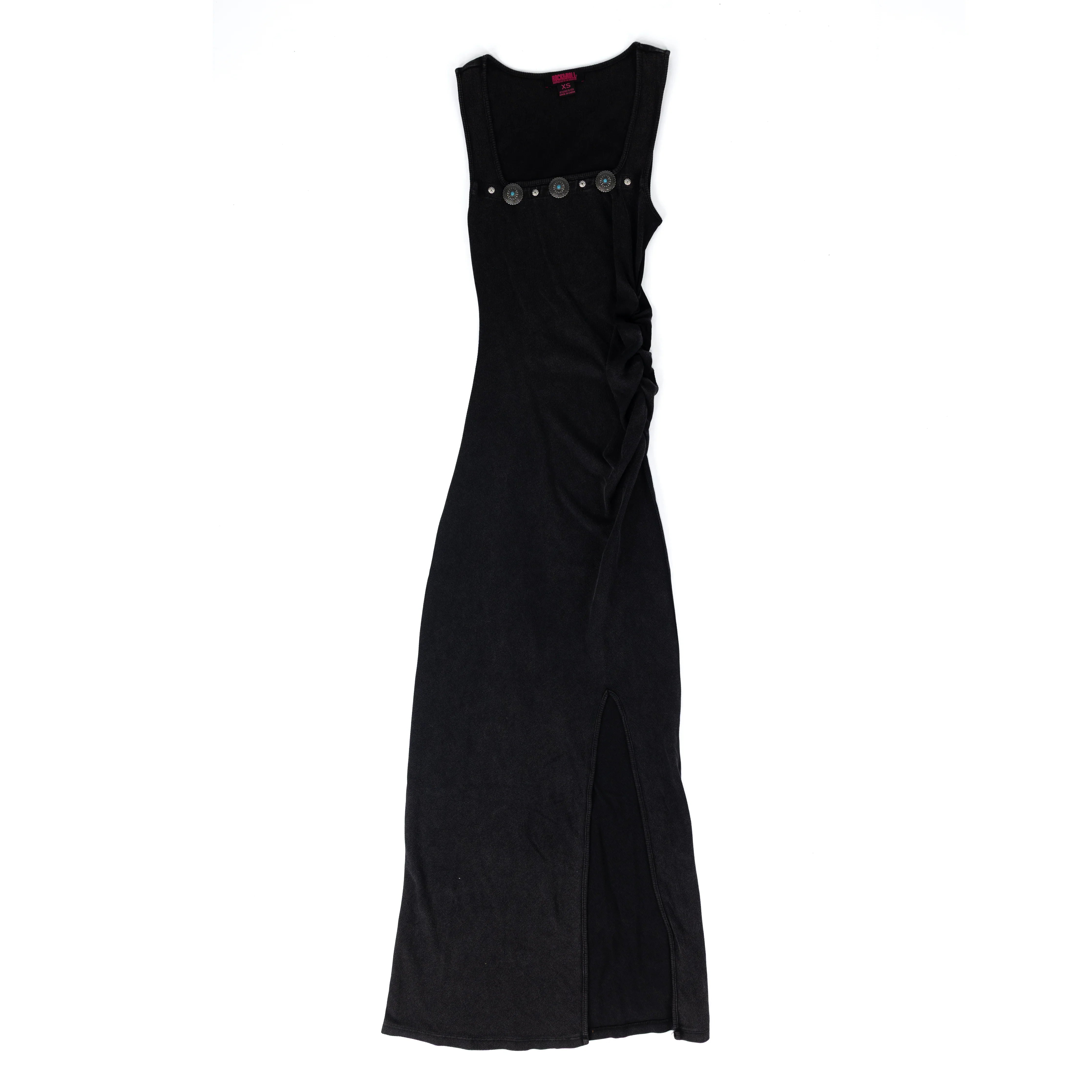 Women's Rock and Roll Black Ruched Side Midi Dress BWD0R08804