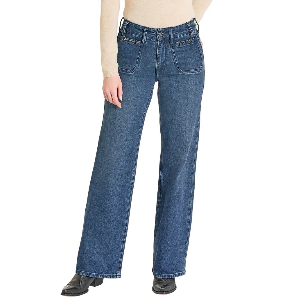 Women's Rock and Roll Denim Clasp Detail Relaxed Flare Jeans BW6HD07846
