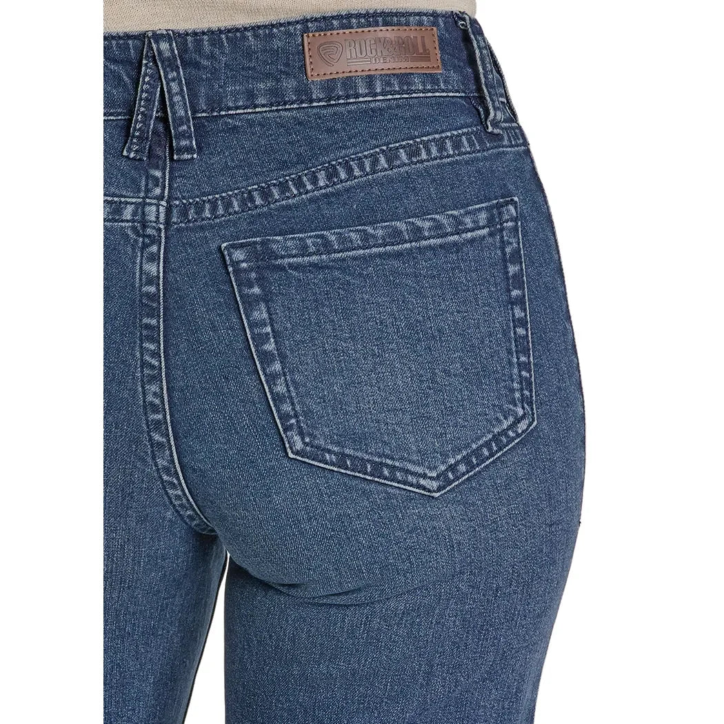 Women's Rock and Roll Denim Clasp Detail Relaxed Flare Jeans BW6HD07846
