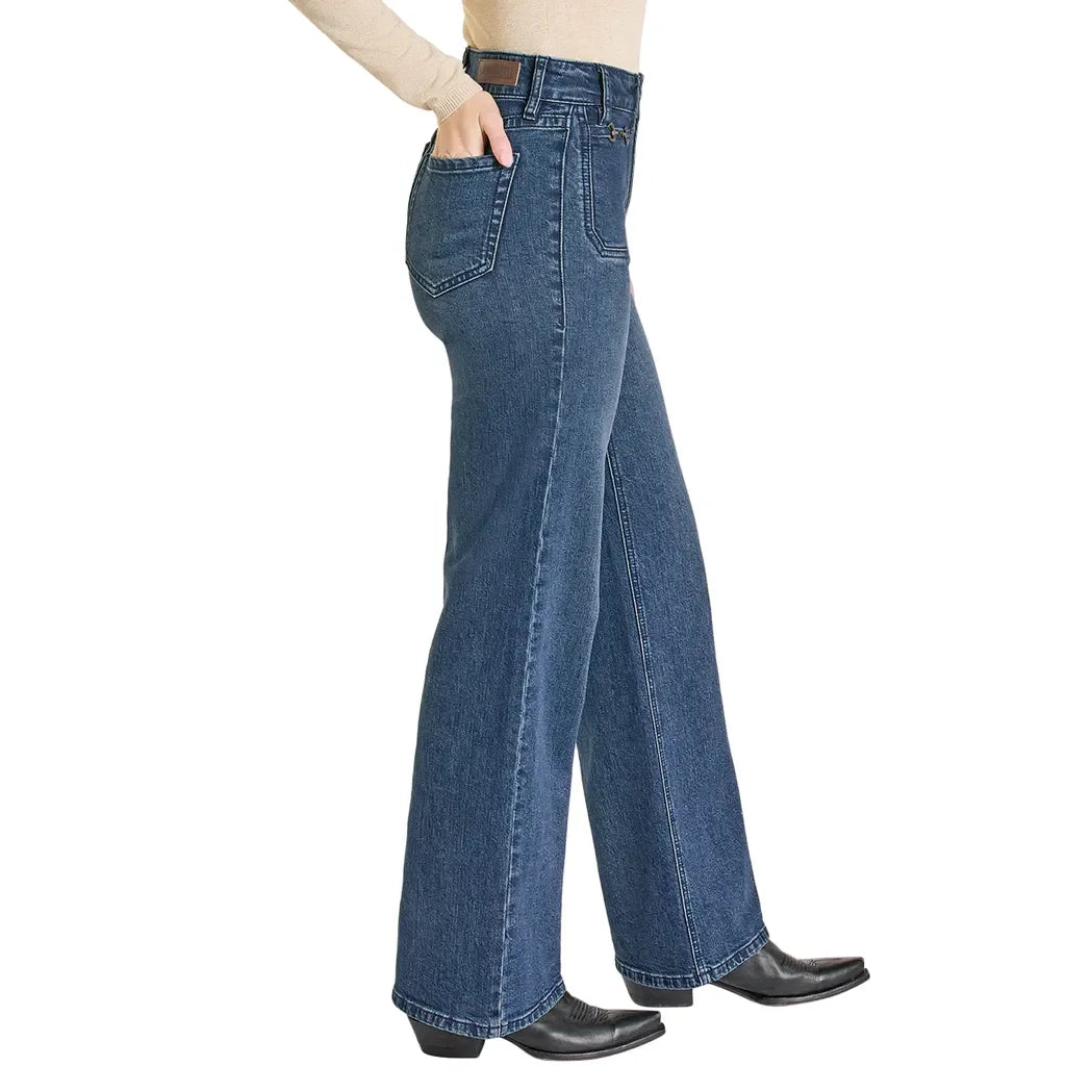 Women's Rock and Roll Denim Clasp Detail Relaxed Flare Jeans BW6HD07846