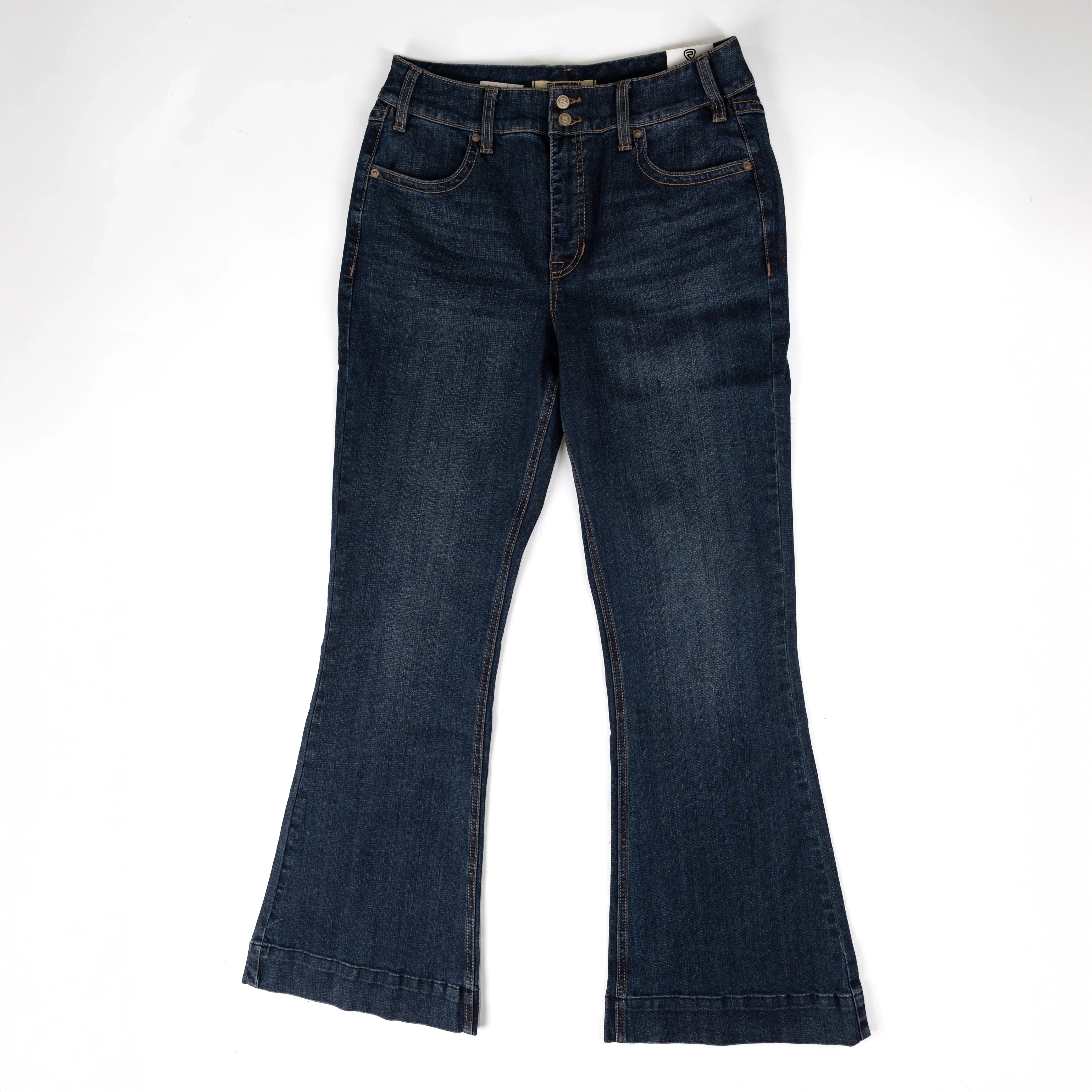 Women's Rock and Roll Denim Dark Wash High Rise Welt Pocket Trouser Jeans BW5HD09092