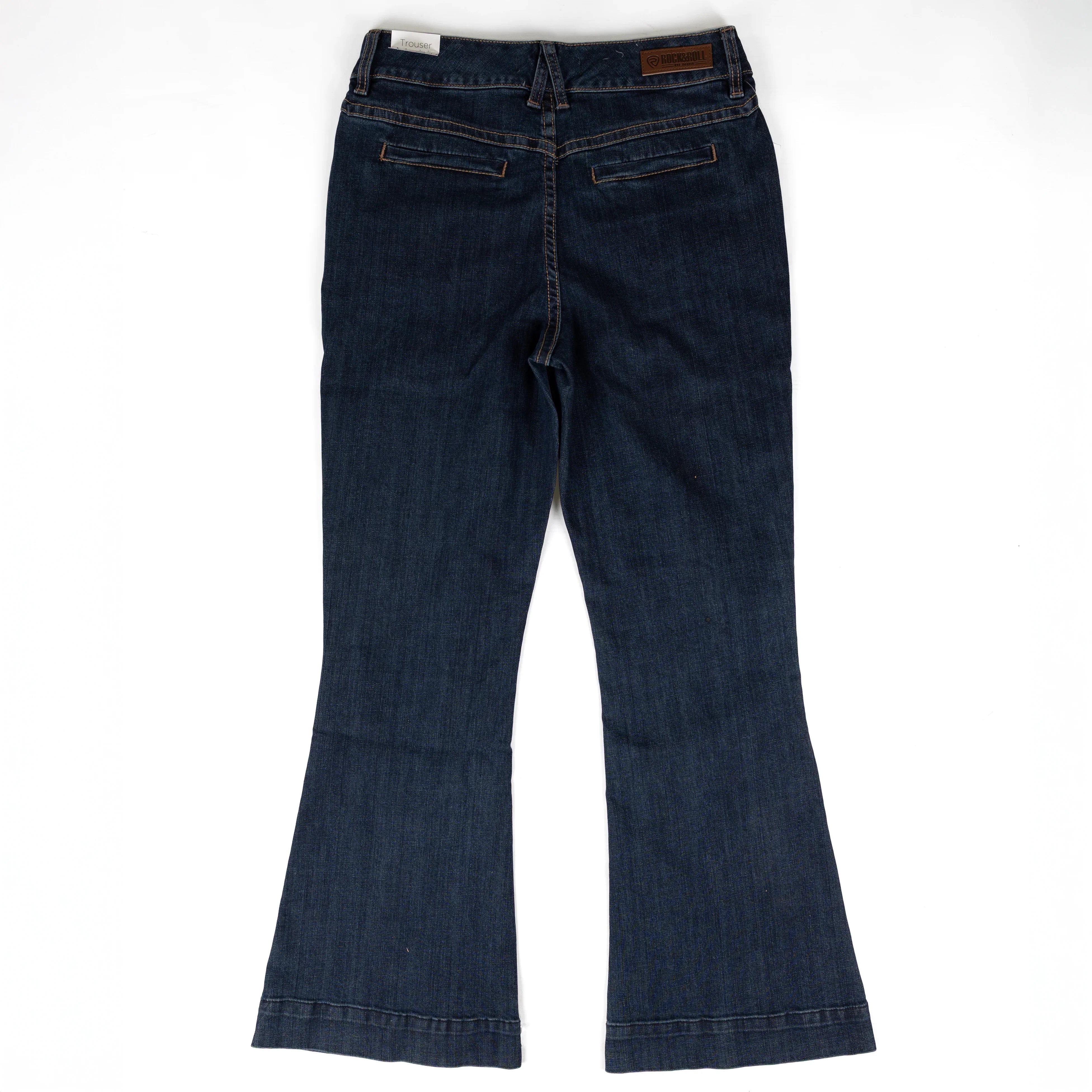 Women's Rock and Roll Denim Dark Wash High Rise Welt Pocket Trouser Jeans BW5HD09092