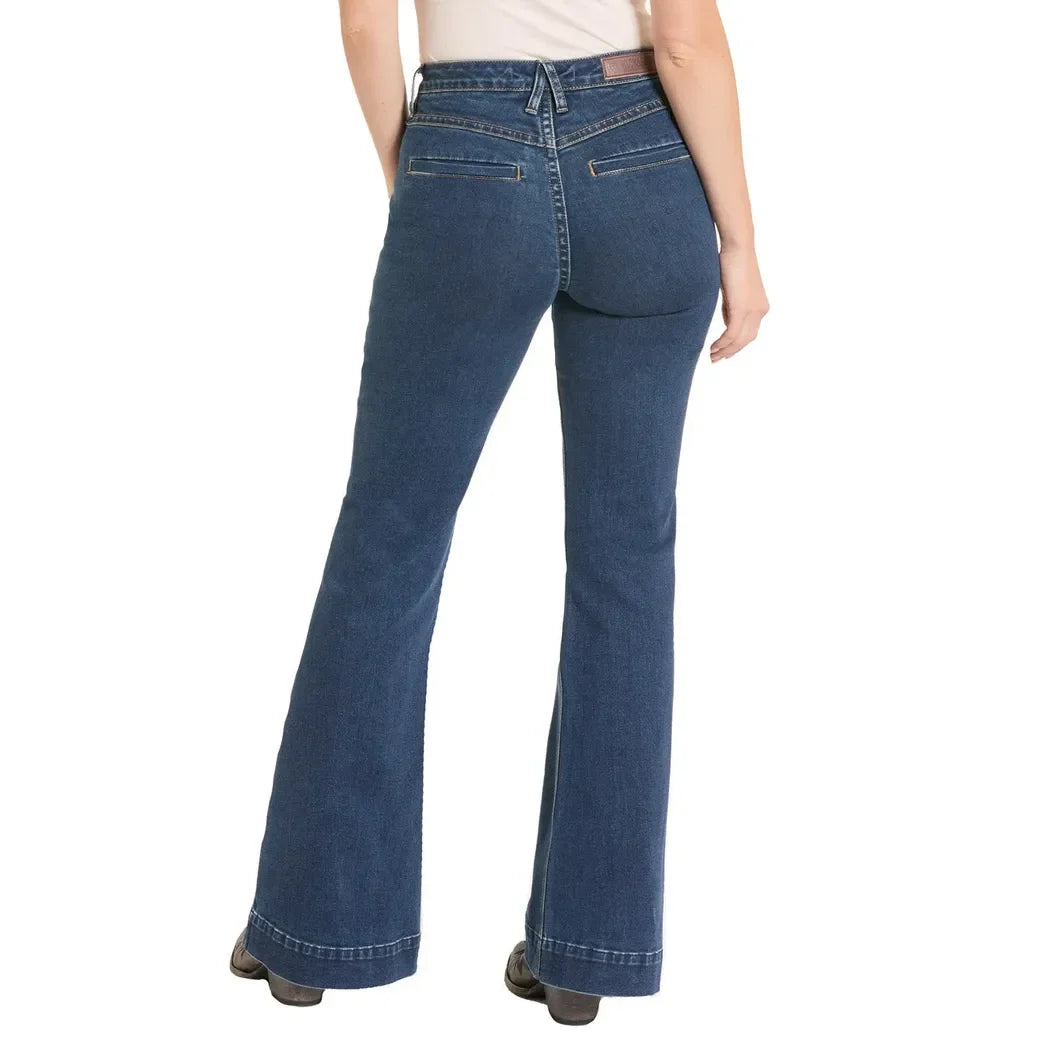 Women's Rock and Roll Denim High Rise Simple Welt Pocket Trouser Jeans BW5HD08489