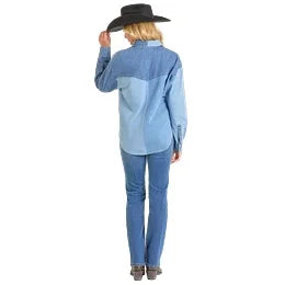 Women's Rock & Roll Denim Patch Shirt BWN2S06944