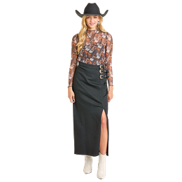 Women's Rock and Roll Horse Print Mesh Top BW22T07474 - Crazy House Western Wear