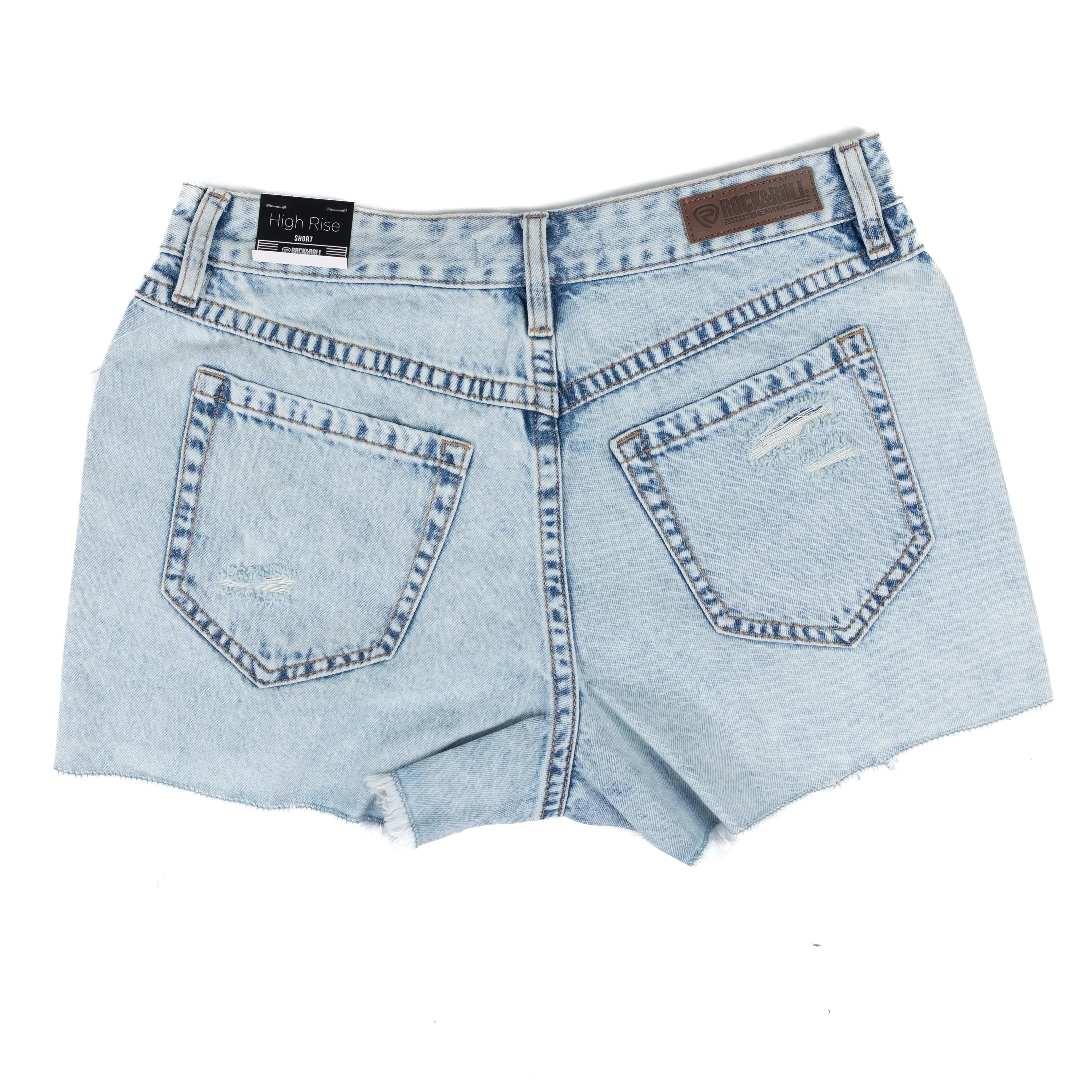 Women's Rock and Roll Light Wash Distressed Short BW68D09104