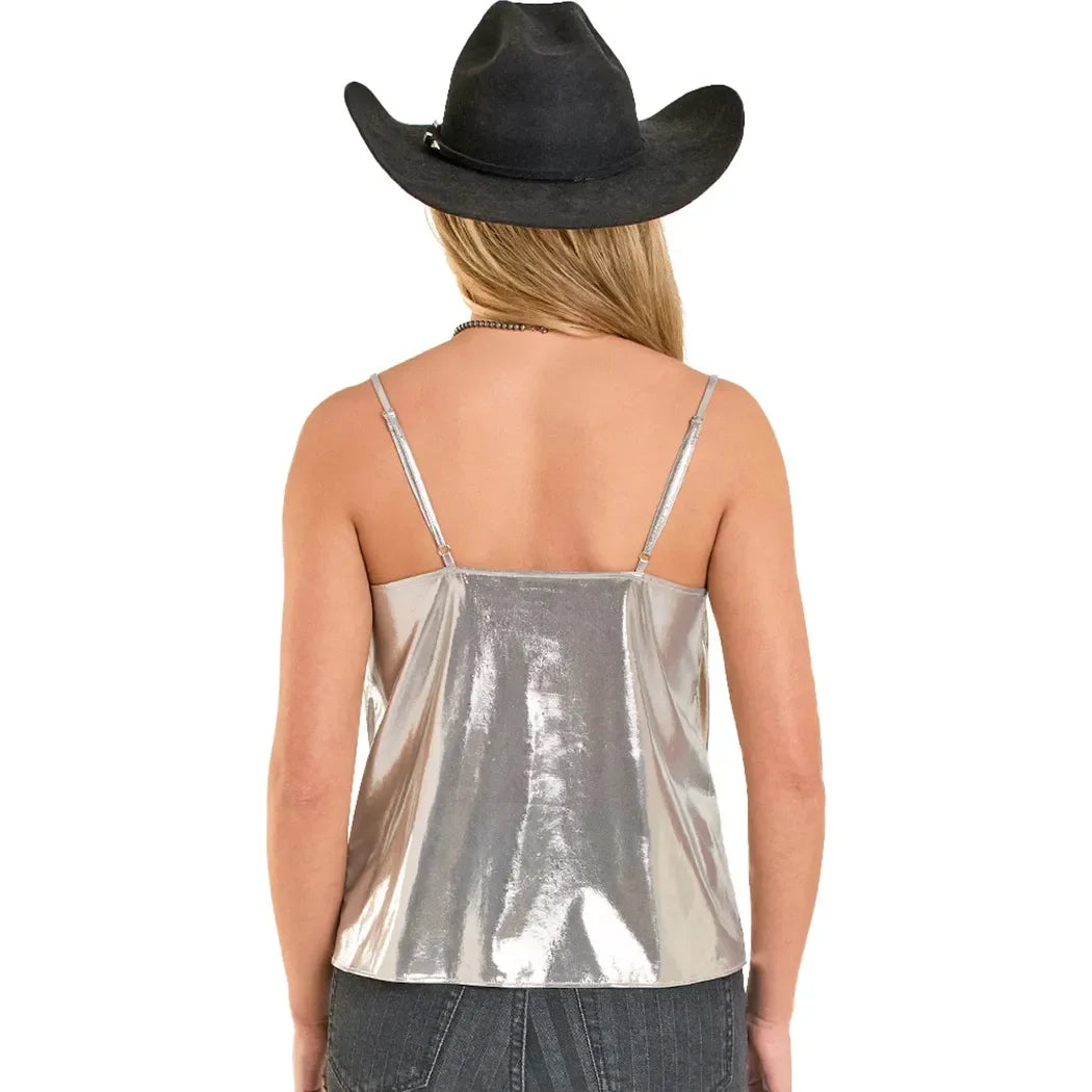 Women's Rock and Roll Metallic Cowl Tank Top BW20T07810