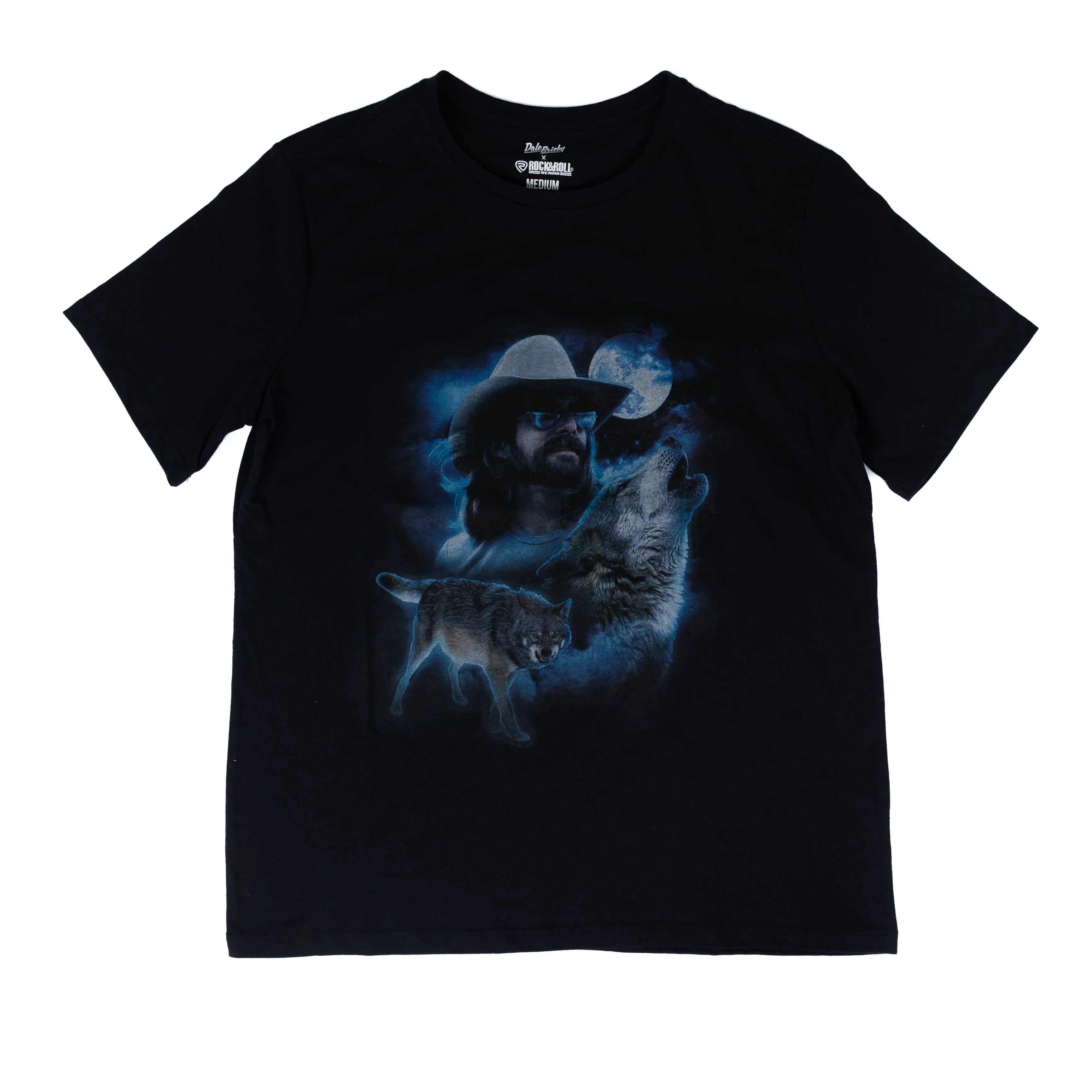 Women's Rock and Roll Short Sleeve Dale Brisby Moon and Wolf Graphic T-shirt BU21T08597