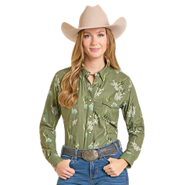 Women's Rock and Roll Tek Cactus Print Snap Shirt BWN2S07176 - Crazy House Western Wear