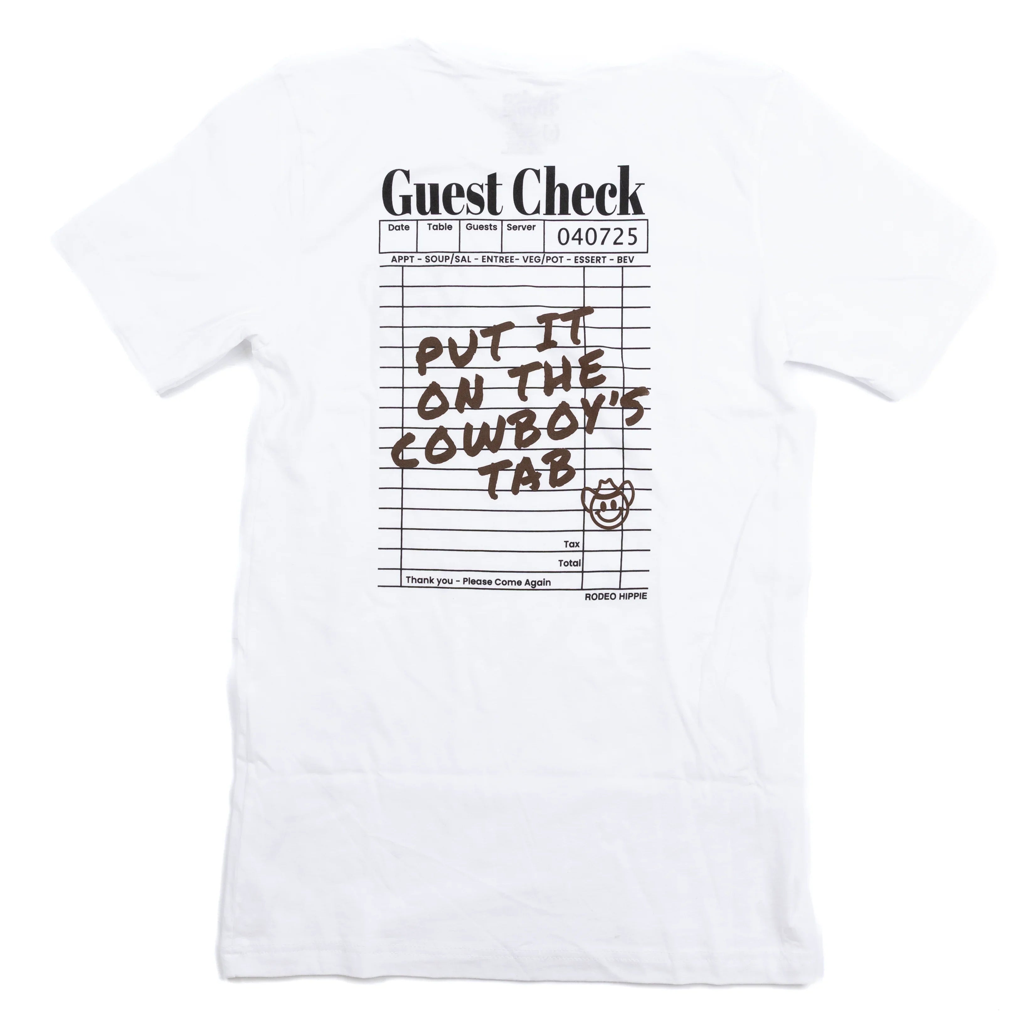 Women's Rodeo Hippie White Short Sleeve "Guest Check" T-shirt