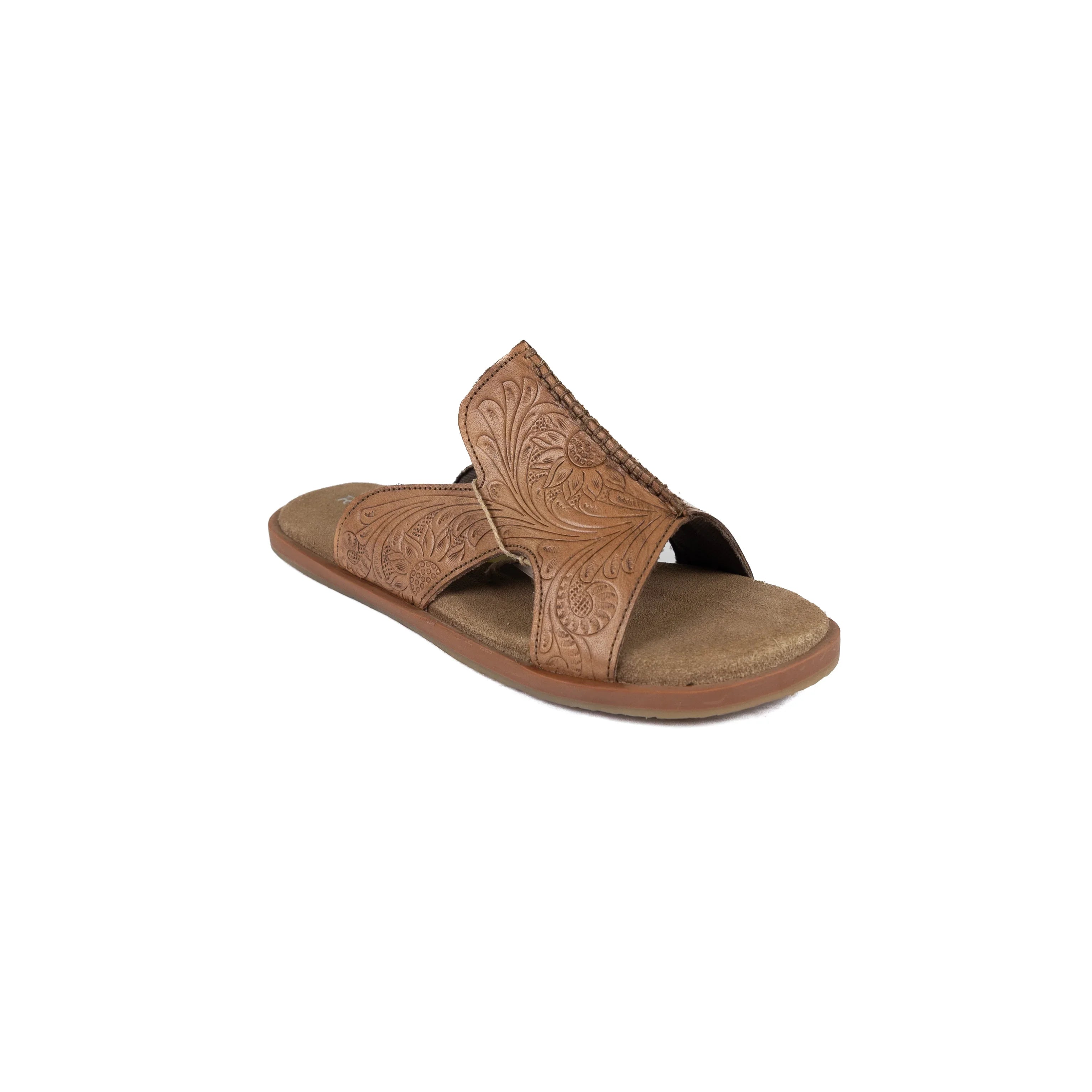 Women's Roper Tan Tooled Leather Slides 09-021-0607-3733
