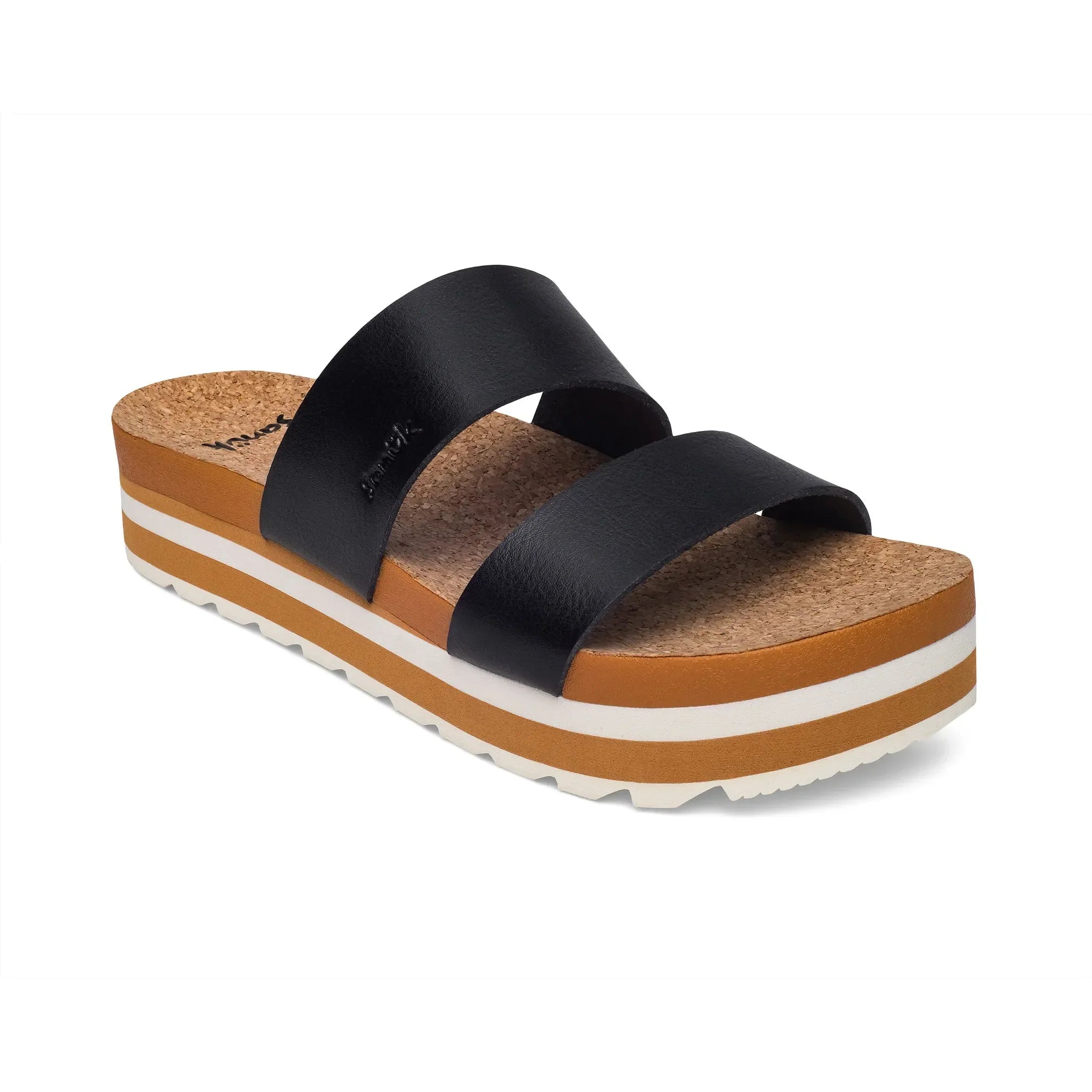 Women's Sanuk Black Alt-Itude Platform Slip on Sandals 1234571-BLK