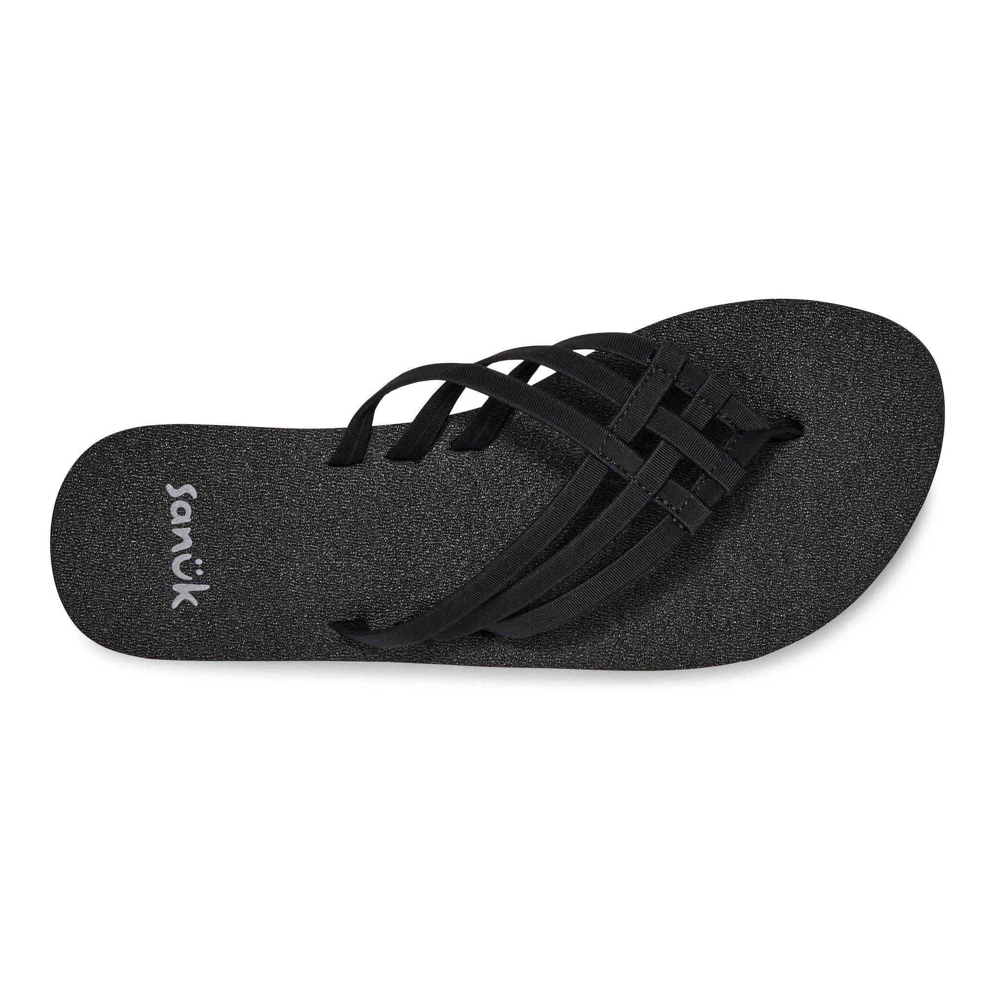 Women's Sanuk Black Yoga Sandy II Flip Flops 1169691-BLK