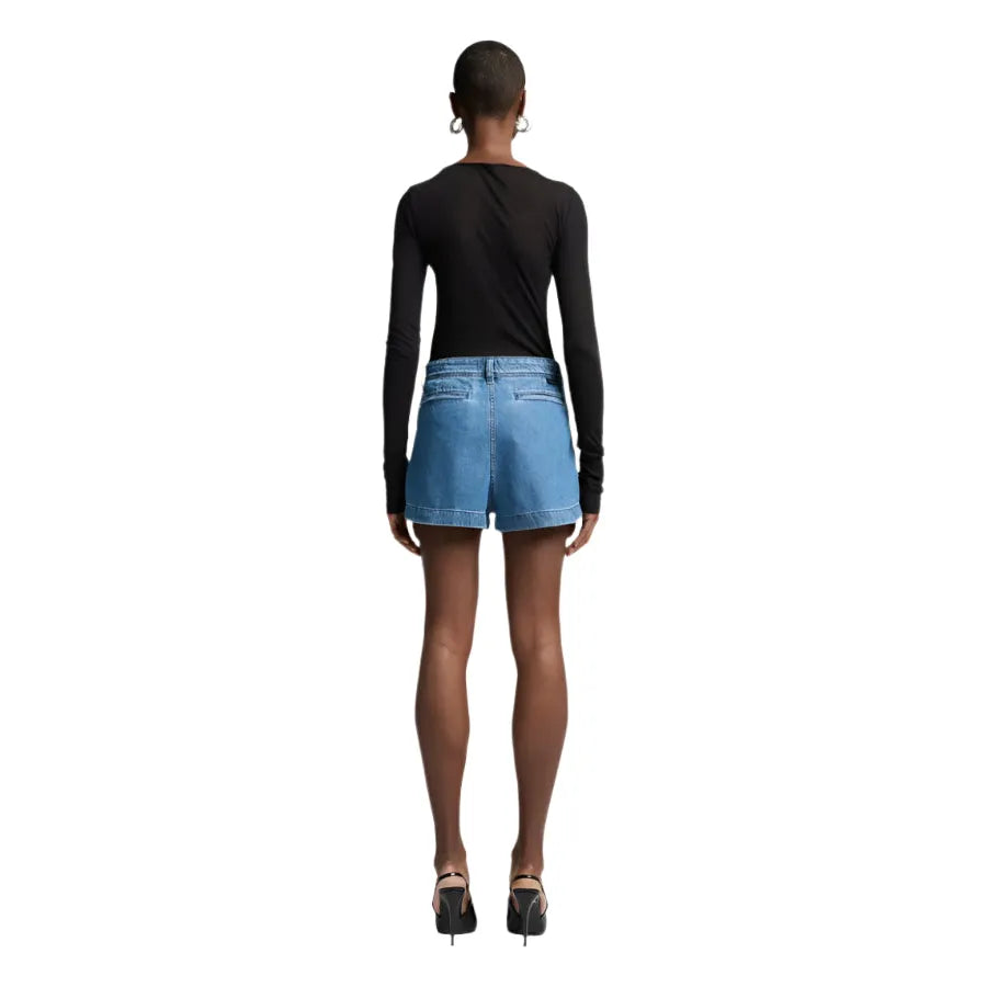 Women's Seven For All Mankind Weightless Denim Pleated Short 7UL20E38-1BB - Crazy House Western Wear