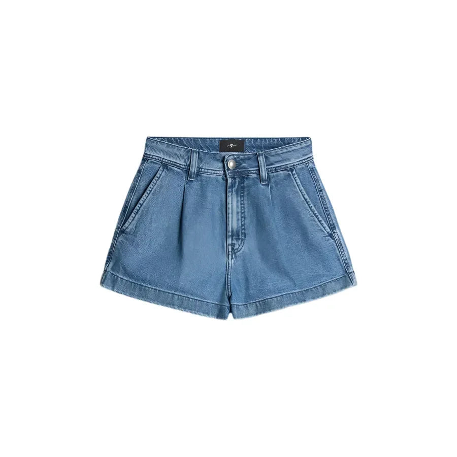 Women's Seven For All Mankind Weightless Denim Pleated Short 7UL20E38-1BB - Crazy House Western Wear