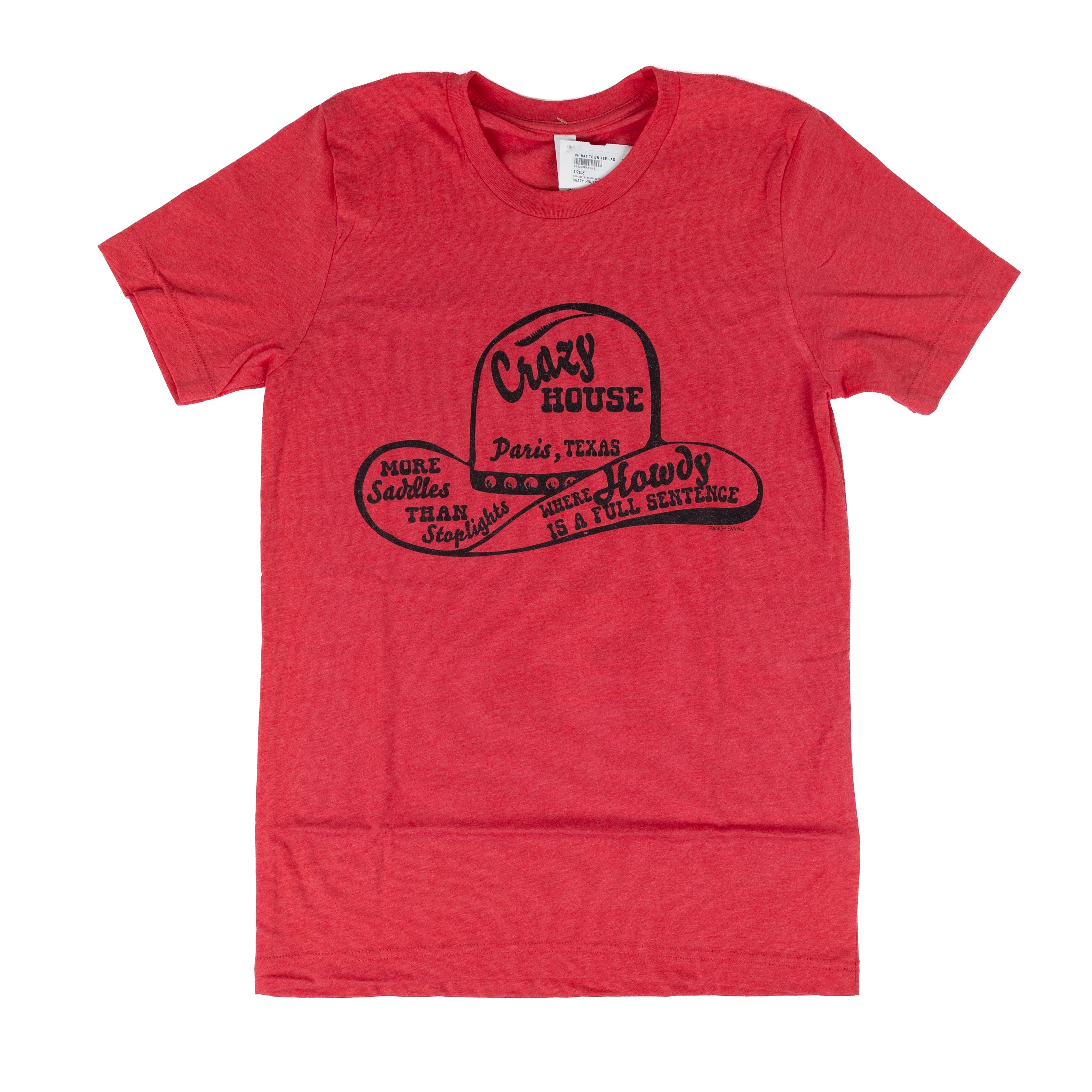 Women's Short Sleeve Red Crazy House T-shirt