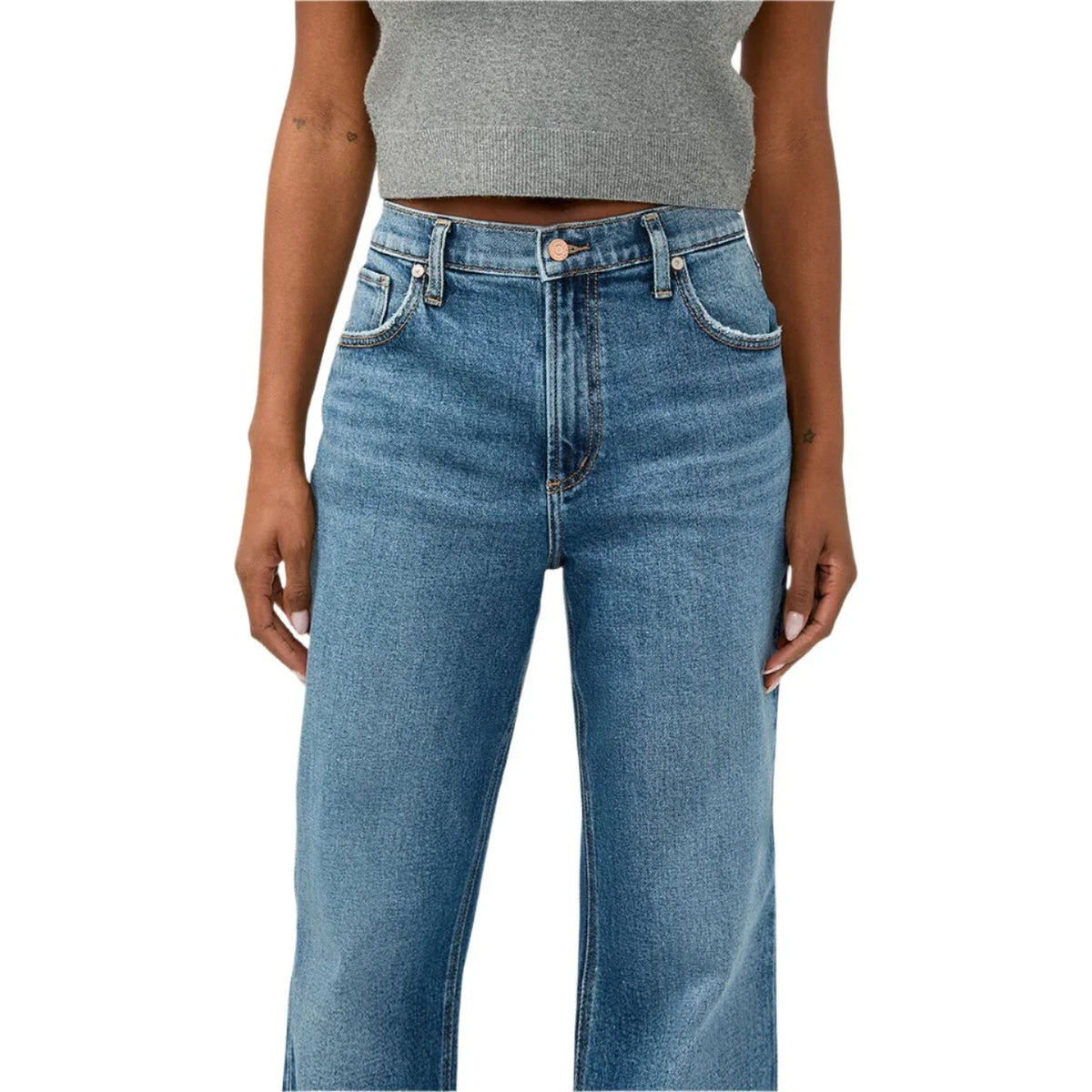 Women's Silver Baggy Mid Rise Bootcut Jeans L27768AGR316 - Crazy House Western Wear