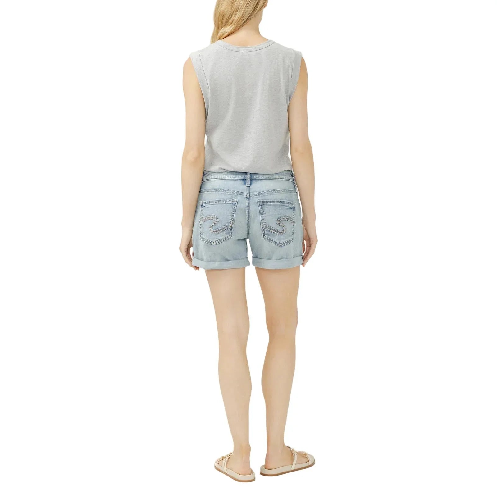 Women's Silver Boogie Boyfriend Mid Rise Shorts L53208ECF215